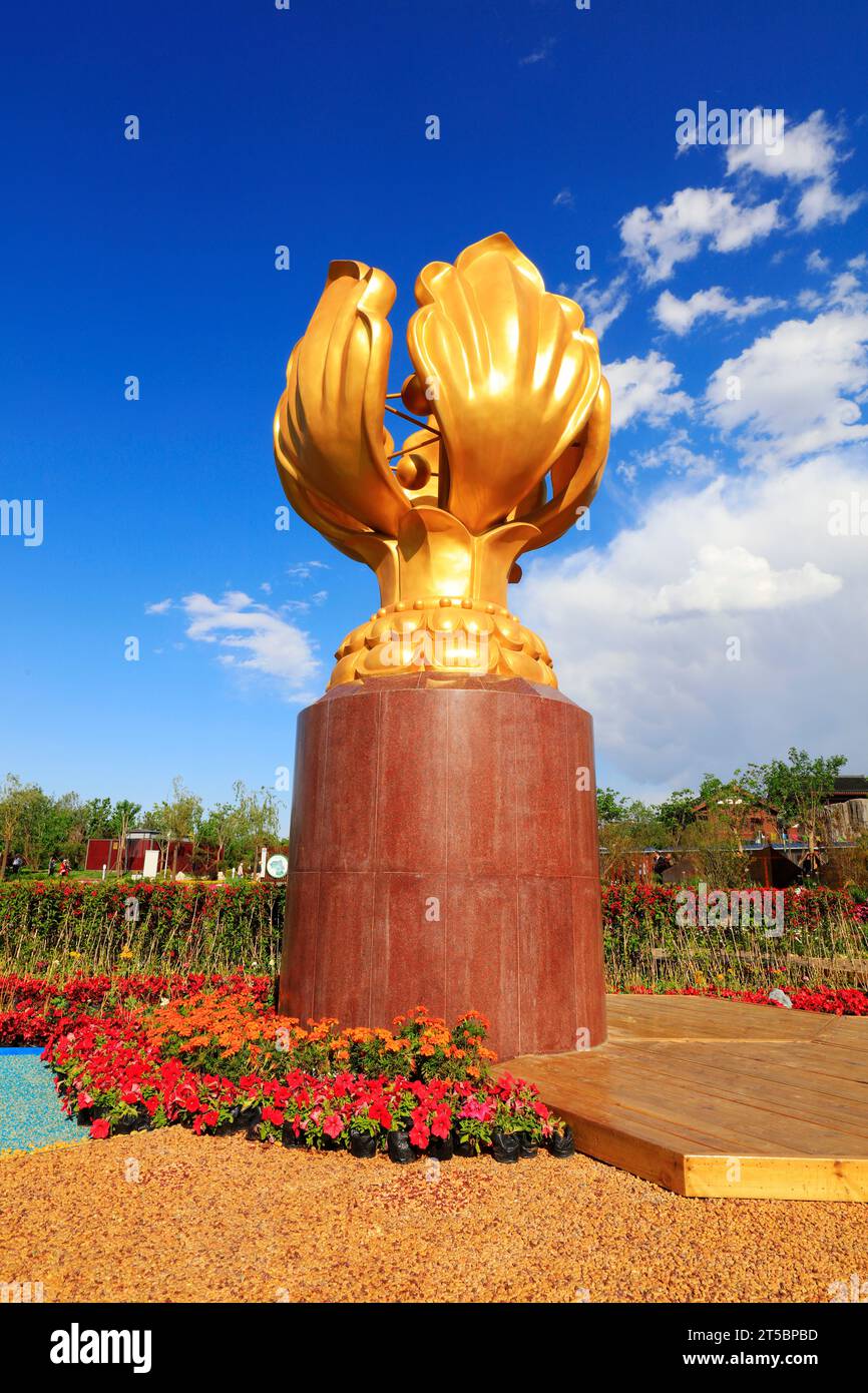 Scultura del Fiore Bauhinia che è sempre in piena fioritura Foto Stock
