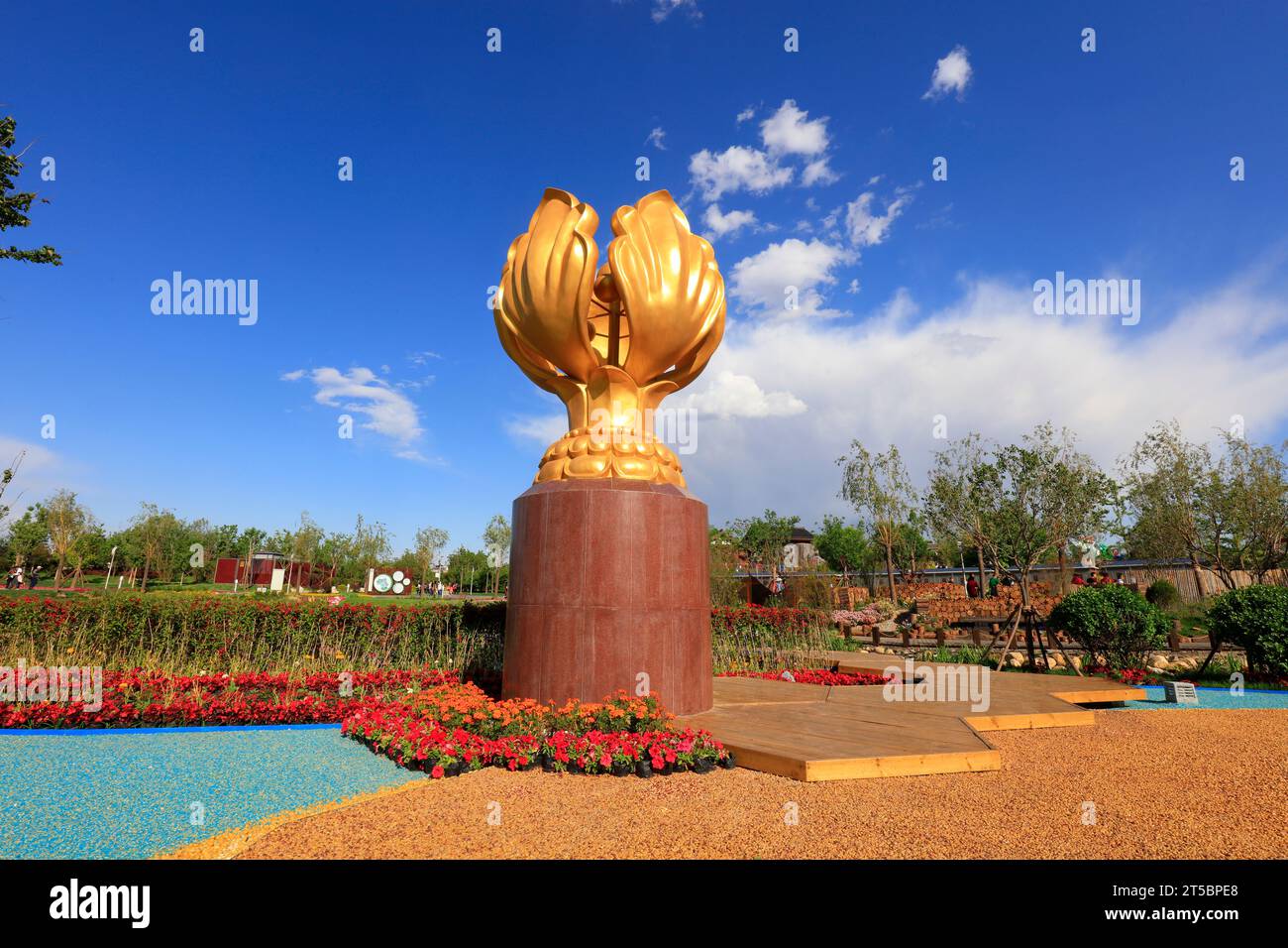 Scultura del Fiore Bauhinia che è sempre in piena fioritura Foto Stock