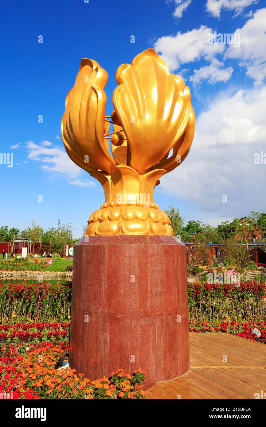 Scultura del Fiore Bauhinia che è sempre in piena fioritura Foto Stock