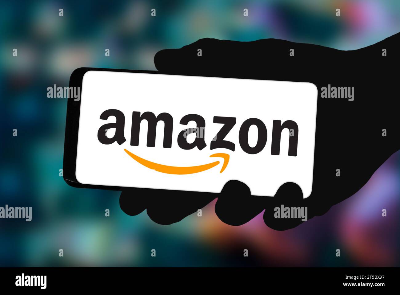 Logotipo Amazon visualizzato sullo smartphone Foto Stock