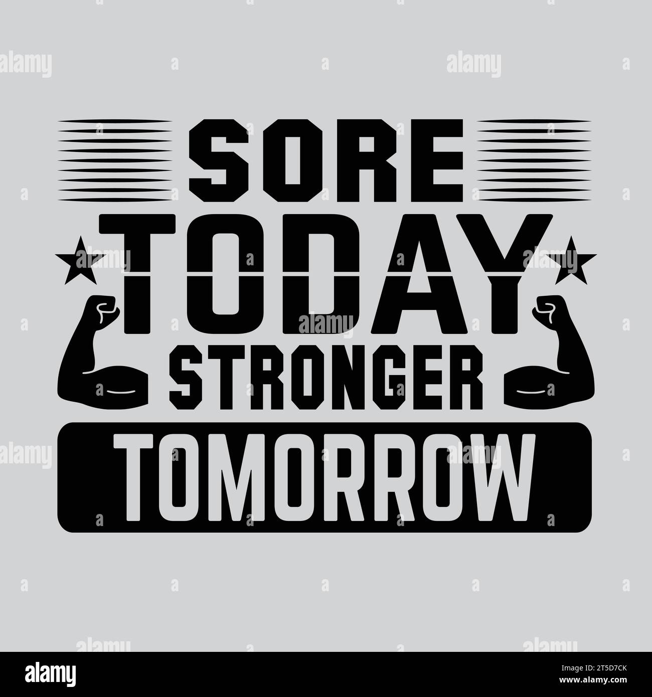 T-shirt Gym-fitness Typography Design Illustrazione Vettoriale