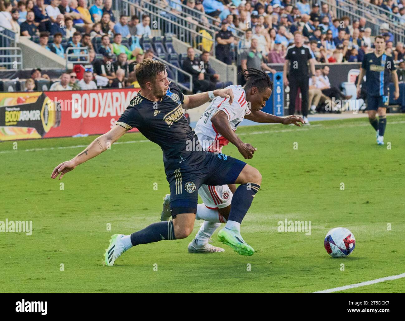 CHESTER, PA, USA - 28 OTTOBRE 2023: Match di playoff tra Philadelphia Union e New England Revolution al Subaru Park. Foto Stock