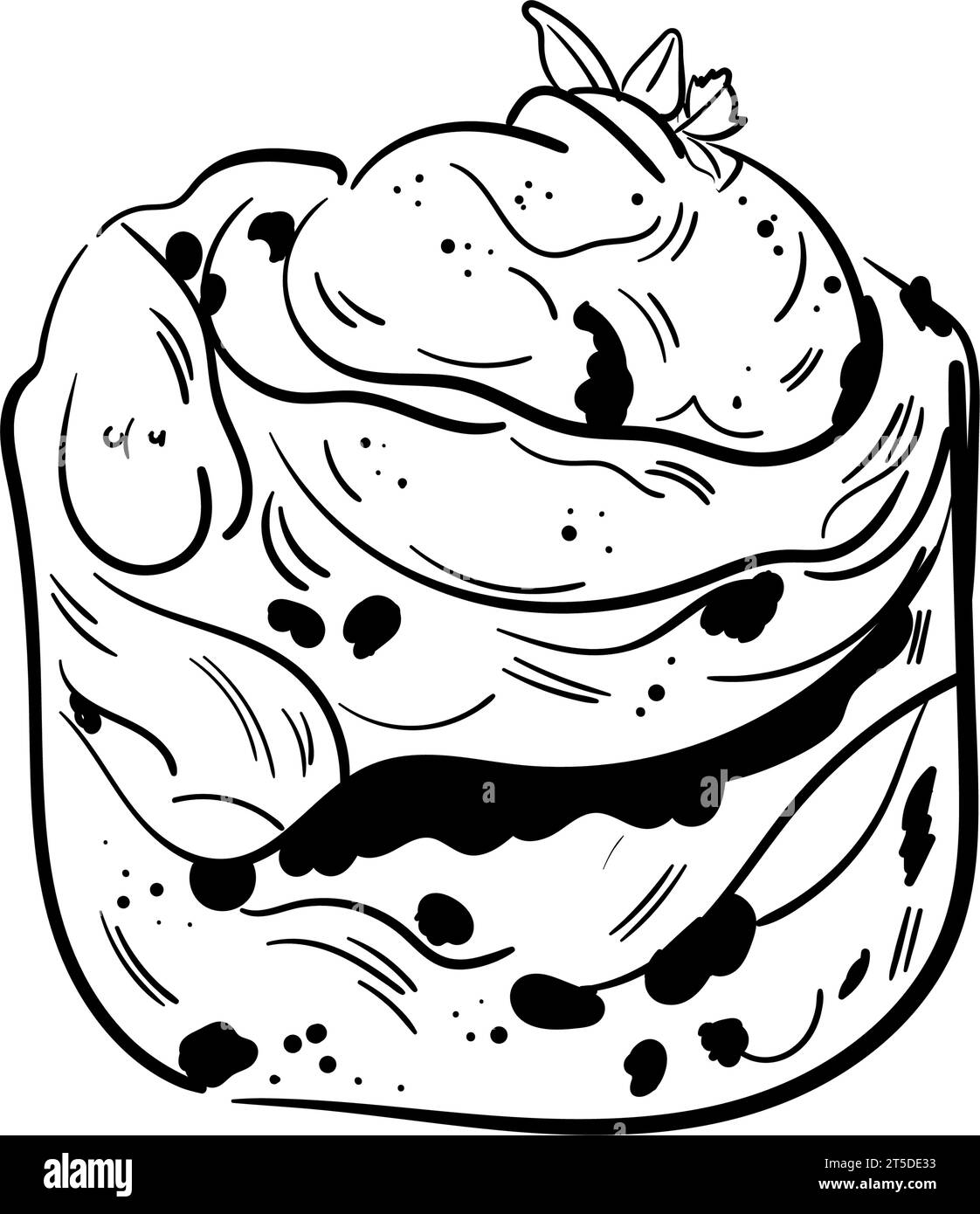 Illustrazione dello schizzo della grafica in linea Cruffin o craffin. Delinea il logo vettoriale. Pittogramma con contorno isolato su sfondo bianco per il design dei menu, volantini Illustrazione Vettoriale