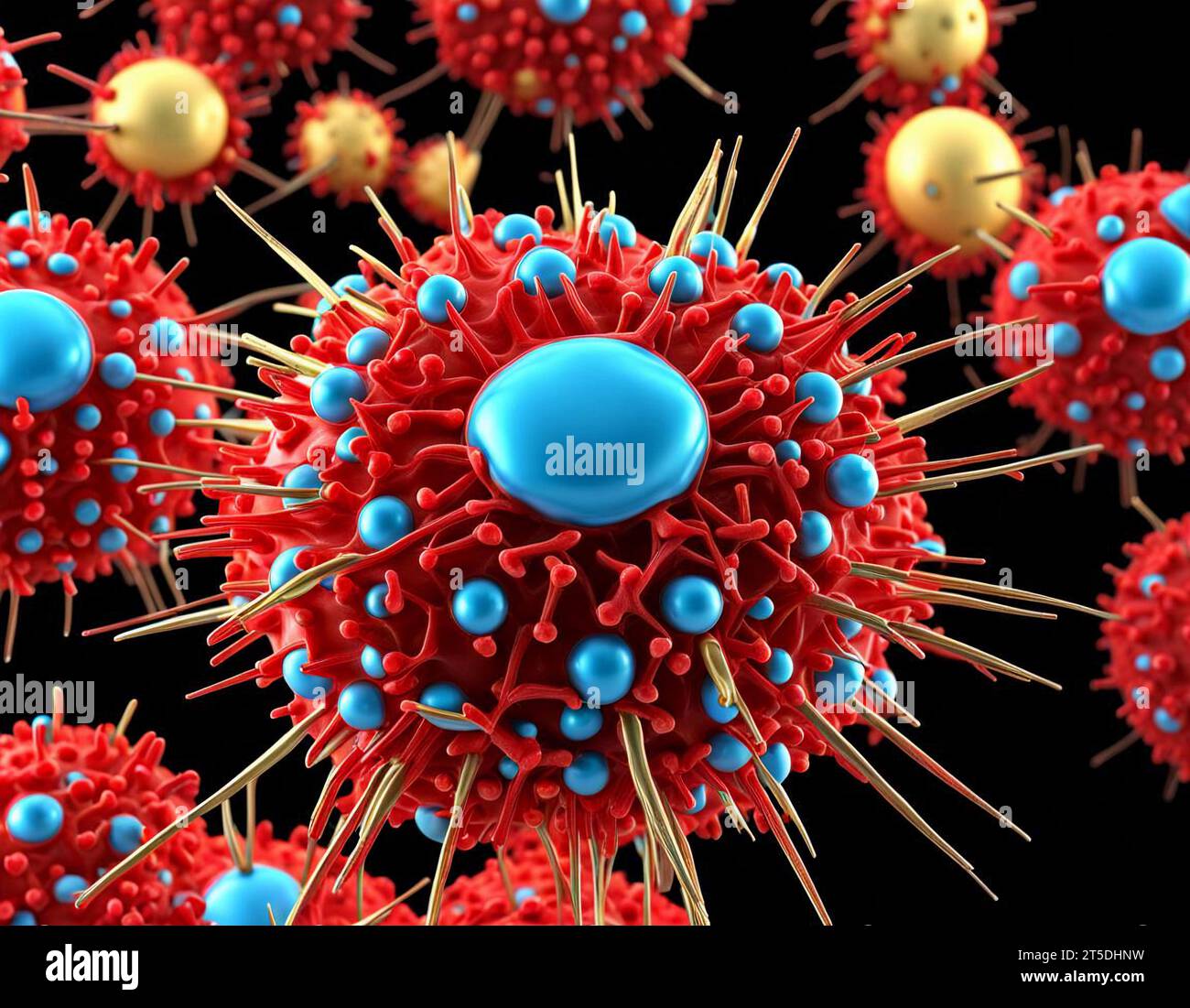 Paramyxovirus, illustrazione 3D del virus respiratorio Foto Stock