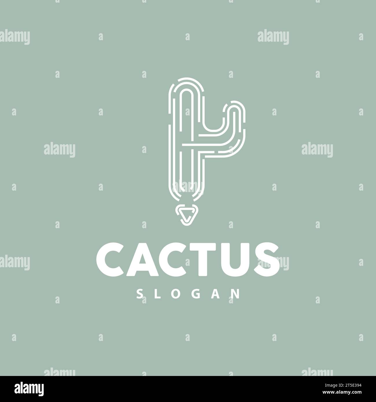 Logo Cactus, vettoriale Desert Green Plant, design semplice stile elegante, simbolo illustrativo icona Illustrazione Vettoriale