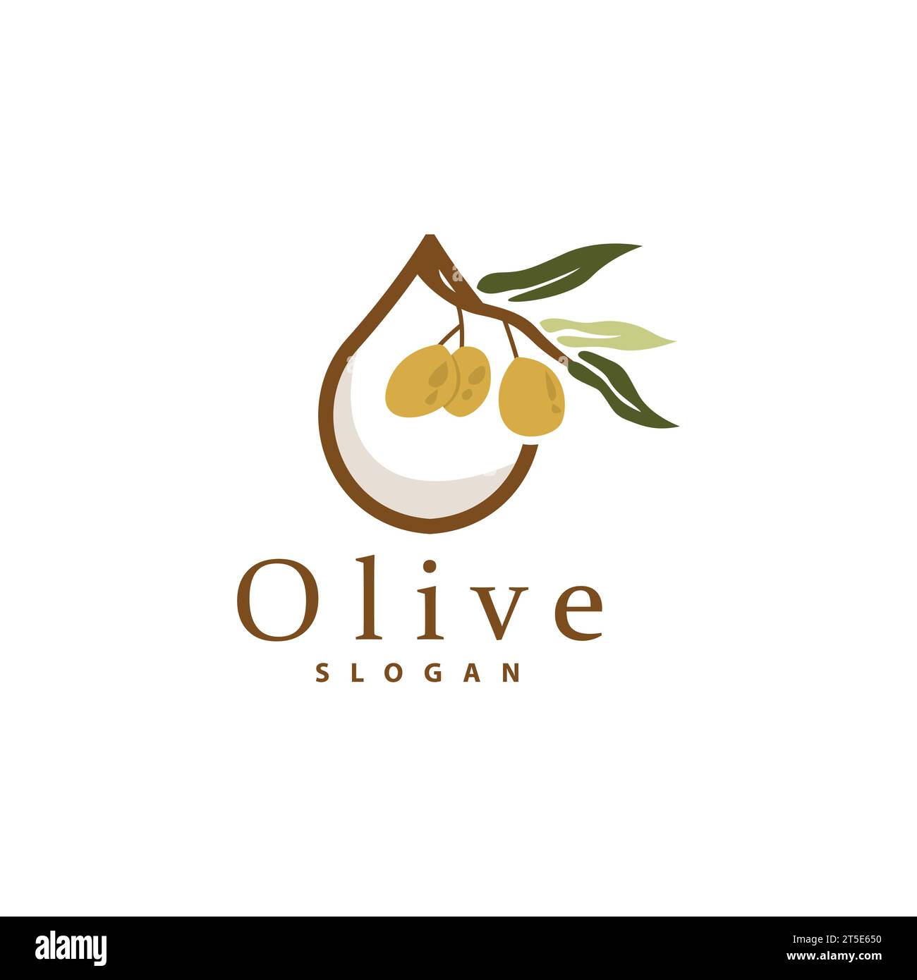 Logo dell'olio d'oliva, Vector del giardino delle erbe di piante di foglie d'oliva, illustrazione semplice ed elegante del modello di design delle icone Illustrazione Vettoriale