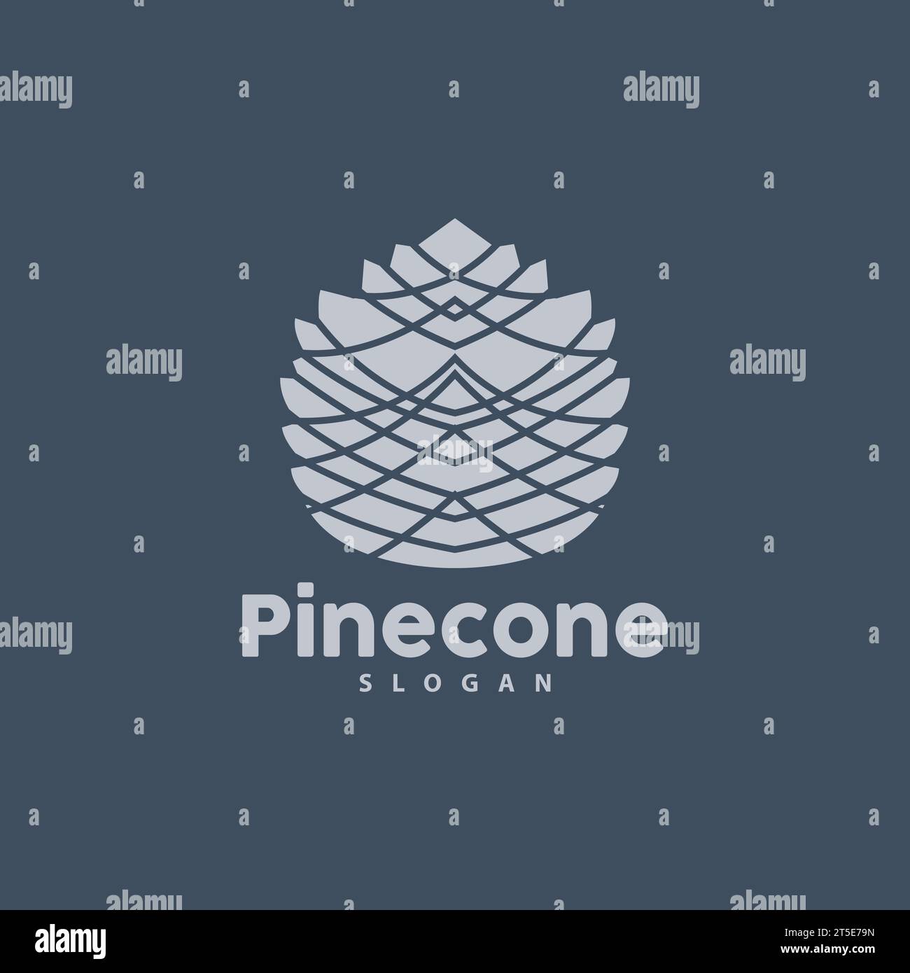 Logo Pine Cone, elegante design semplice Pine Luxury, Vector icona Tree Acorn, illustrazione del marchio del prodotto Illustrazione Vettoriale