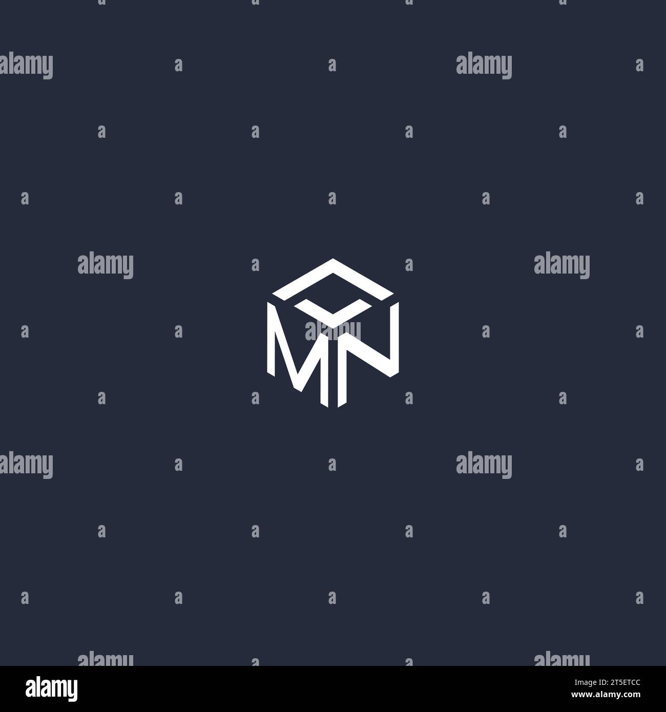 Ispirazione per il design iniziale del logo esagonale MN Illustrazione Vettoriale