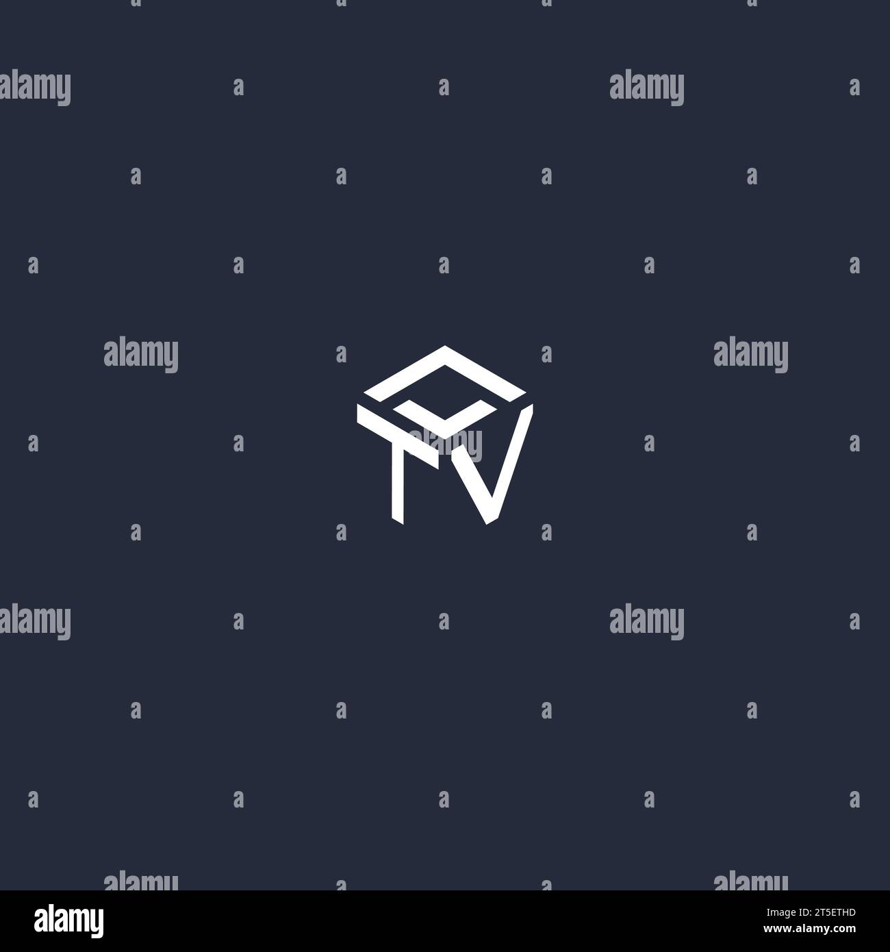 Ispirazione per il design iniziale del logo Hexagon TV Illustrazione Vettoriale