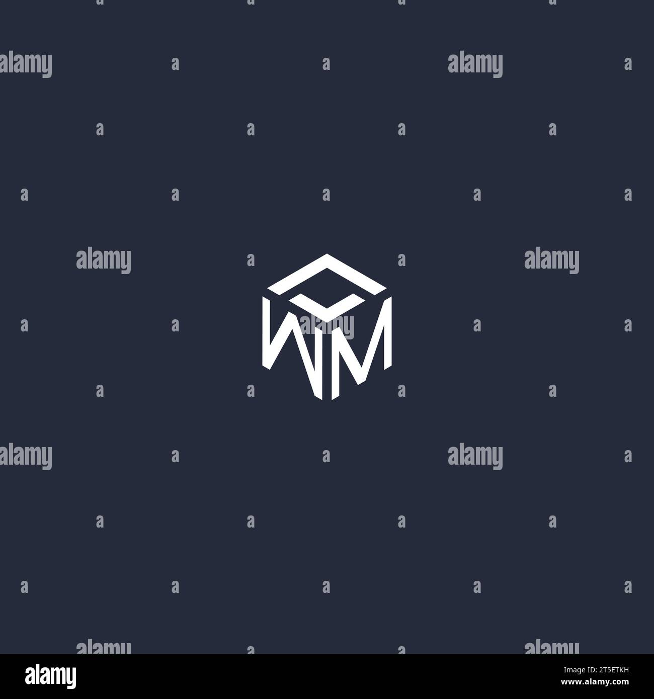Ispirazione per il design iniziale del logo esagonale WM Illustrazione Vettoriale