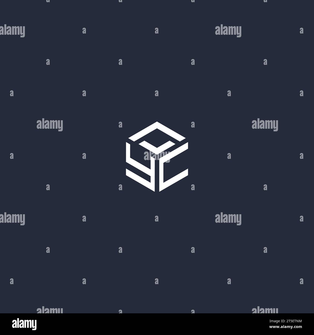 Ispirazione per il design iniziale del logo esagonale YC Illustrazione Vettoriale