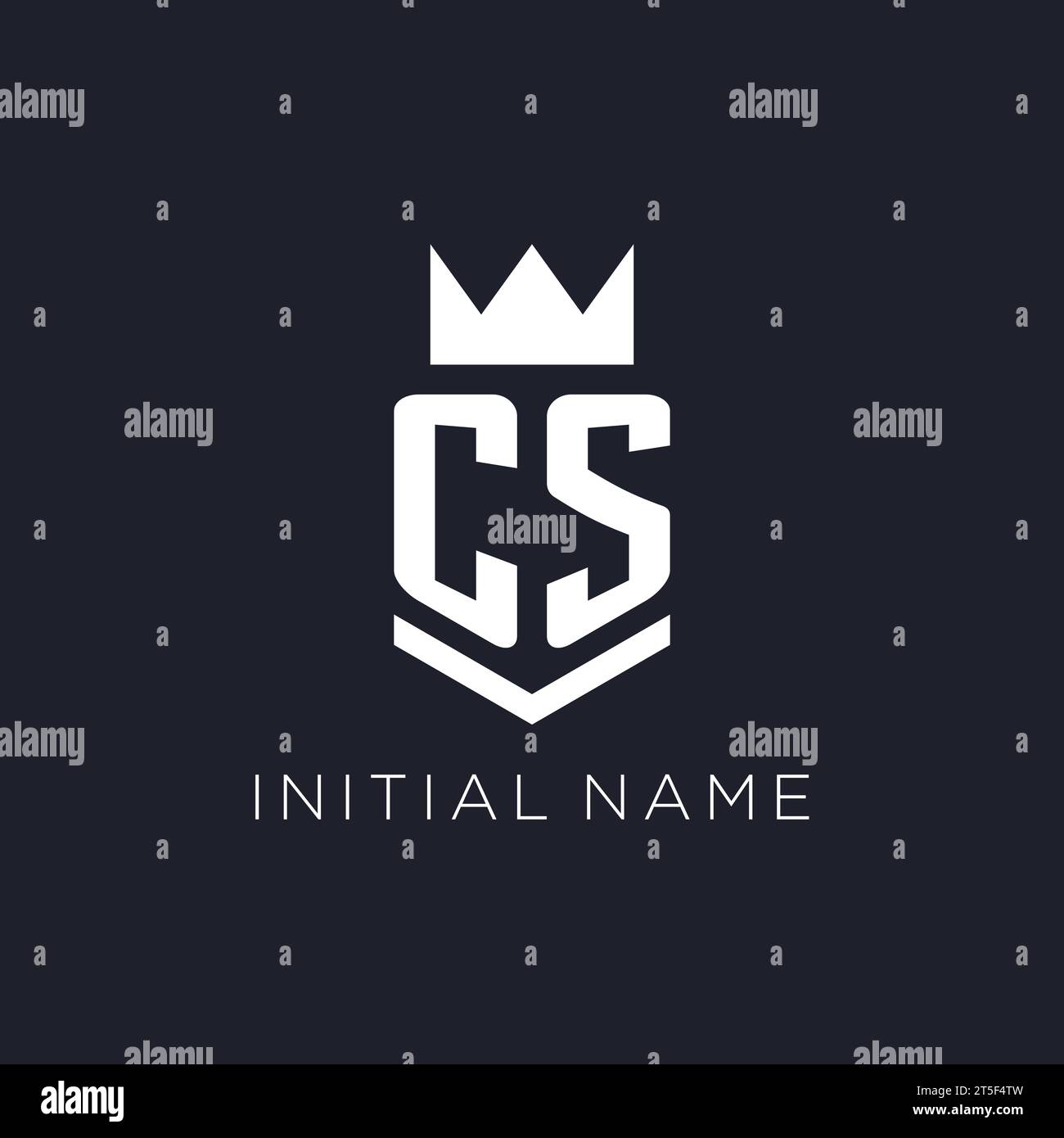Logo CS con scudo e corona, idee iniziali per il design del logo monogramma Illustrazione Vettoriale