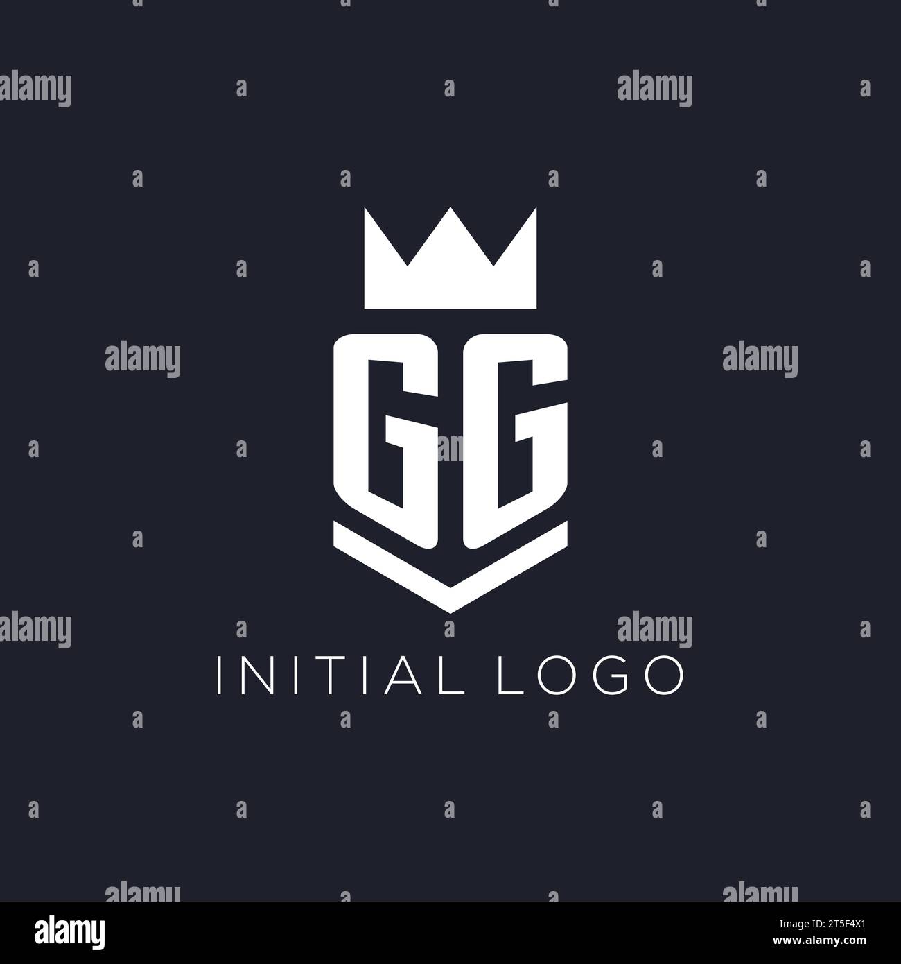 Logo GG con scudo e corona, idee iniziali per il logo monogramma Illustrazione Vettoriale