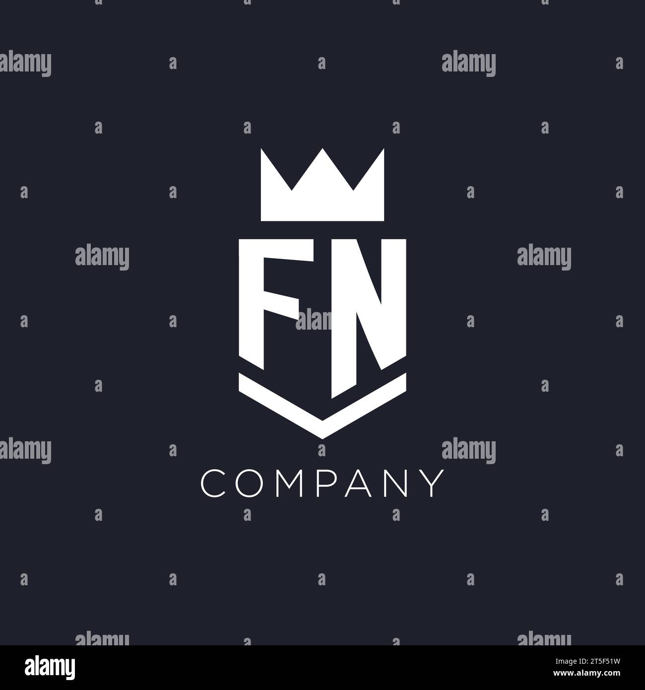 Logo FN con scudo e corona, idee iniziali per il design del logo monogramma Illustrazione Vettoriale