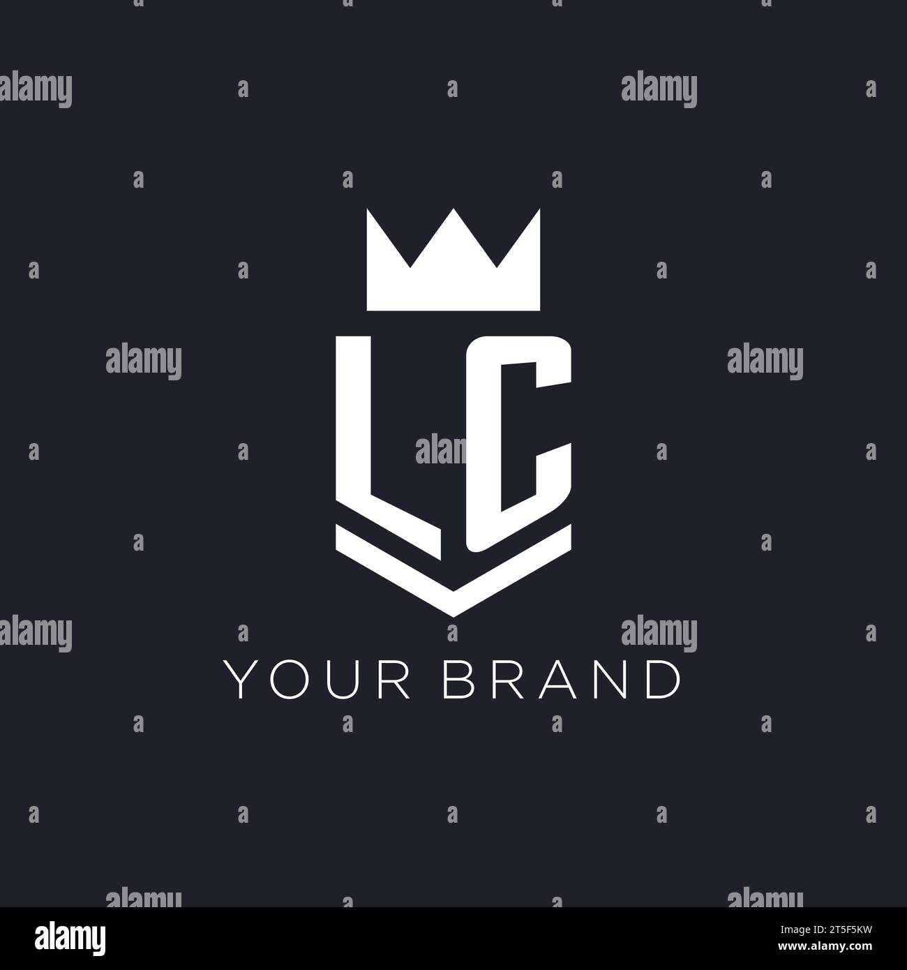 Logo LC con scudo e corona, idee iniziali per il design del logo monogramma Illustrazione Vettoriale
