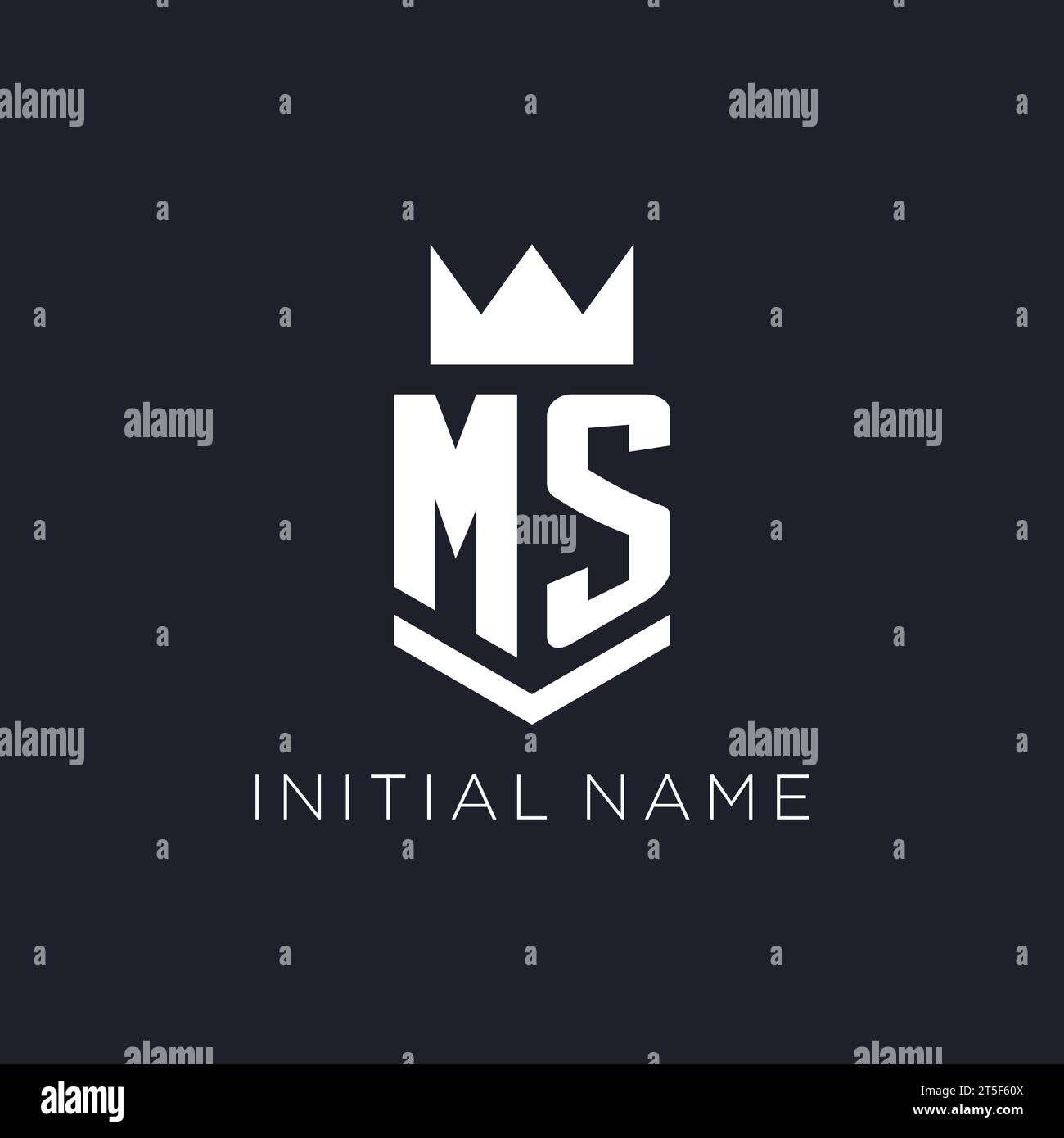Logo MS con scudo e corona, monogramma iniziale idee di design del logo Illustrazione Vettoriale