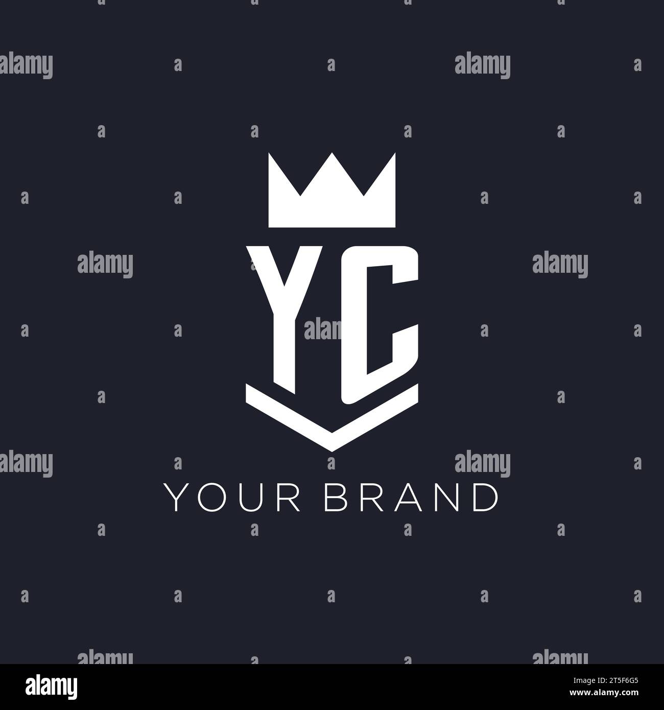 Logo YC con scudo e corona, idee iniziali per il logo monogramma Illustrazione Vettoriale