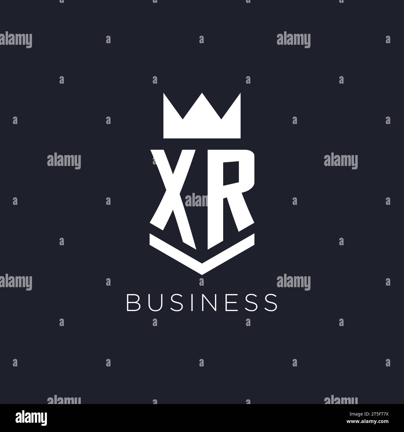 Logo XR con scudo e corona, idee iniziali per il design del logo monogramma Illustrazione Vettoriale