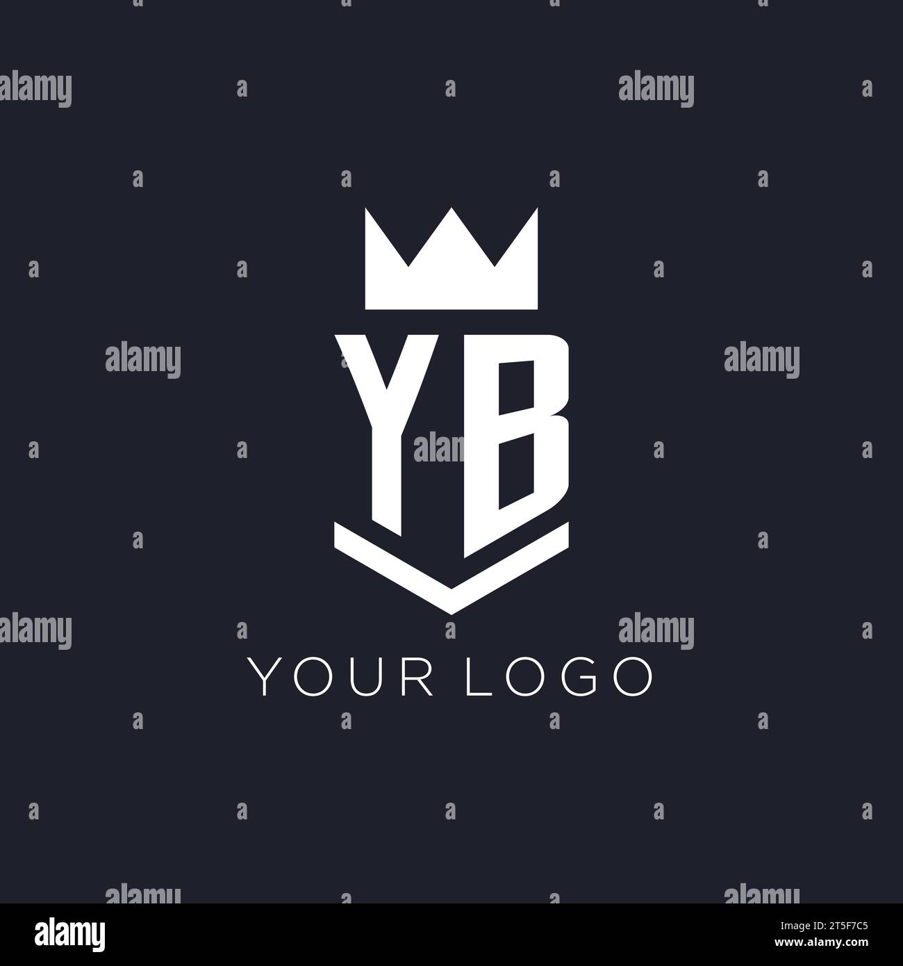Logo YB con scudo e corona, idee iniziali per il design del logo monogramma Illustrazione Vettoriale