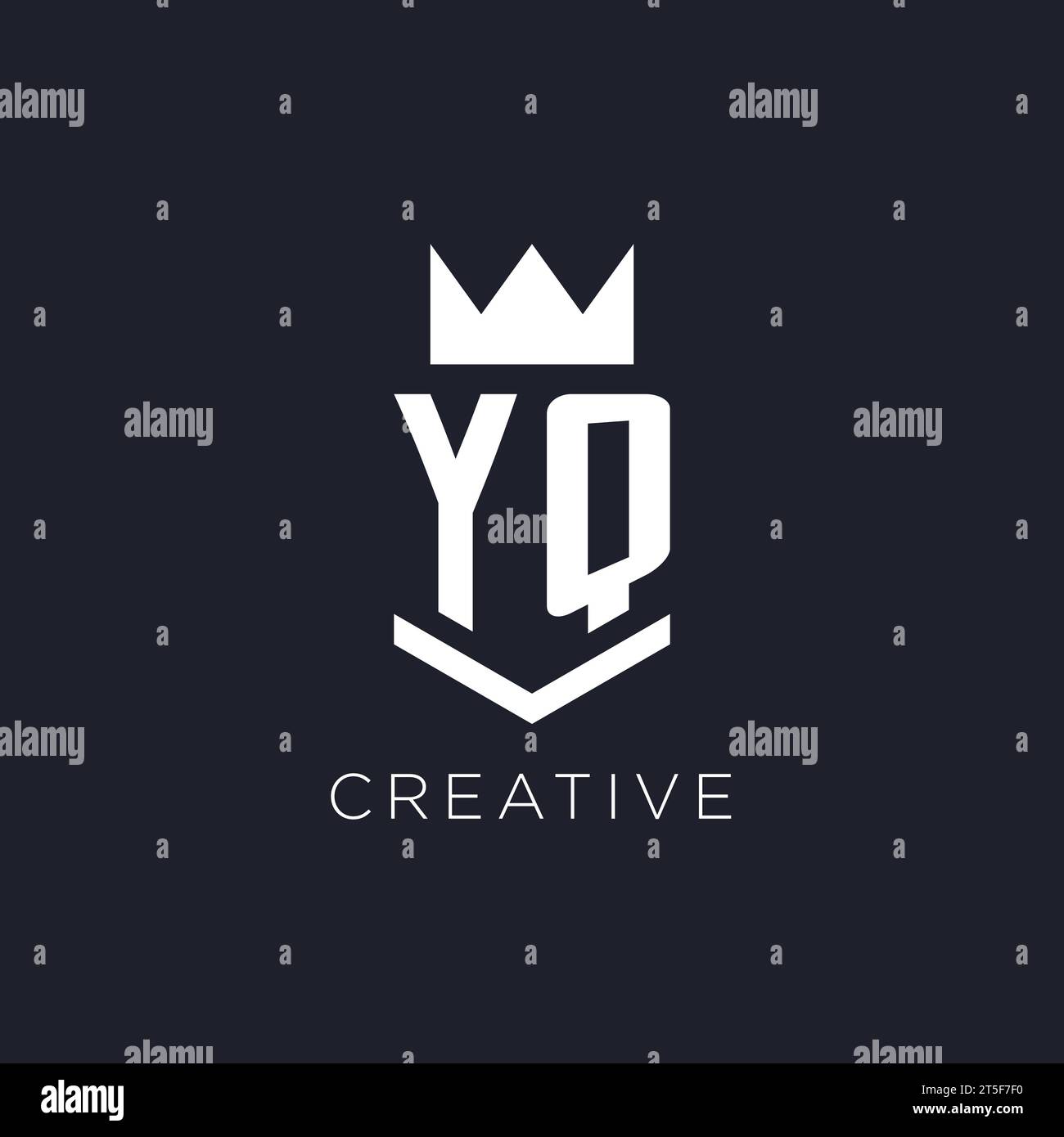 Logo YQ con scudo e corona, idee iniziali per il logo monogramma Illustrazione Vettoriale