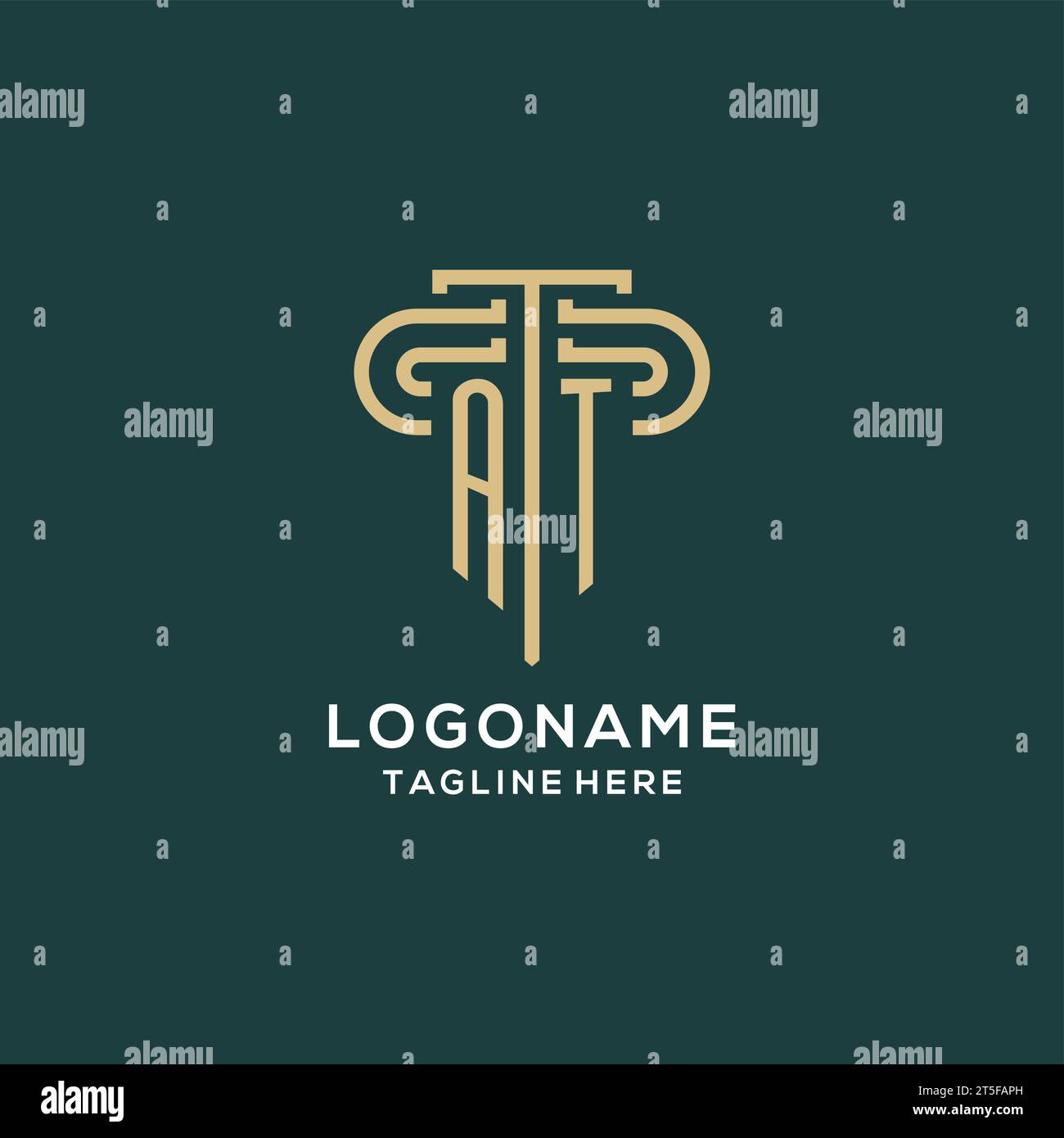 Logo iniziale A colonna, elegante e lussuoso logo dello studio legale grafica vettoriale Illustrazione Vettoriale