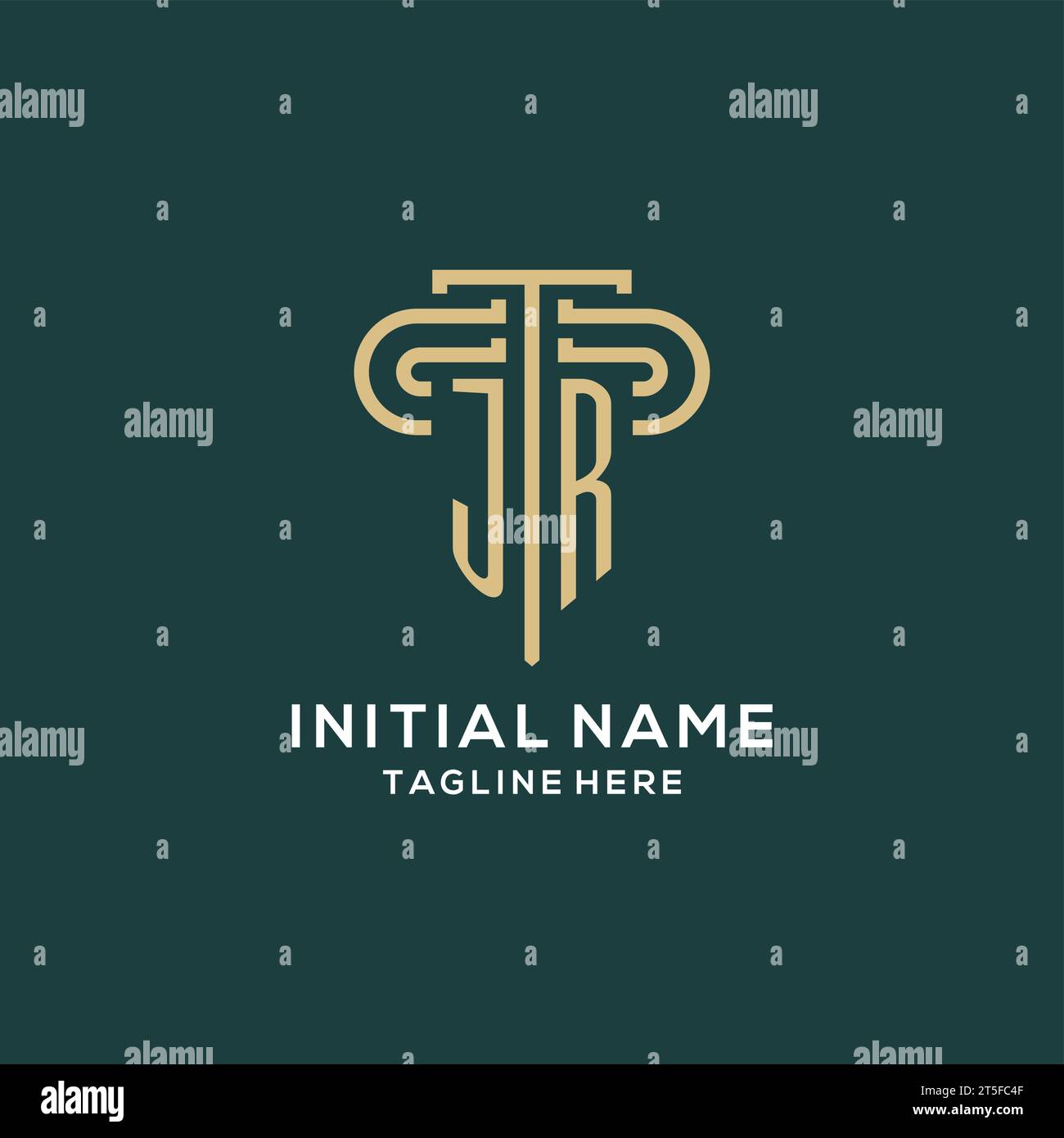 Logo iniziale JR Pillar, elegante e lussuoso logo dello studio legale con grafica vettoriale Illustrazione Vettoriale