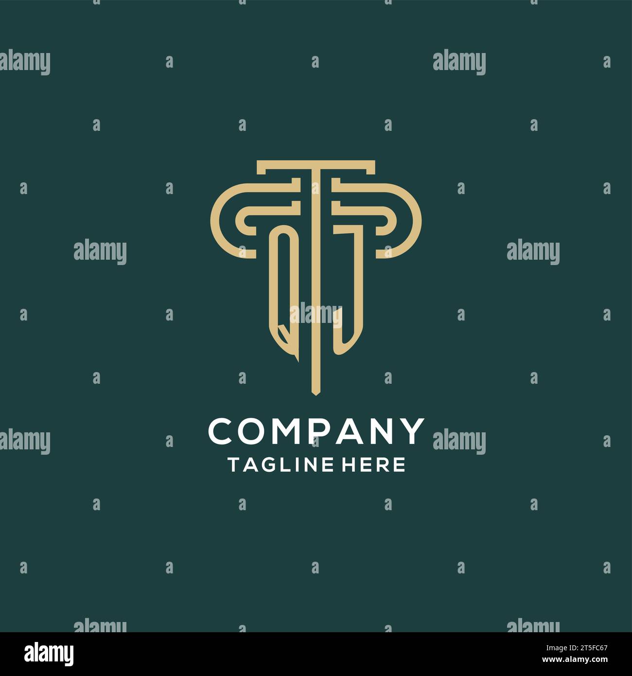 Logo iniziale QJ Pillar, elegante e lussuoso logo dello studio legale grafica vettoriale Illustrazione Vettoriale