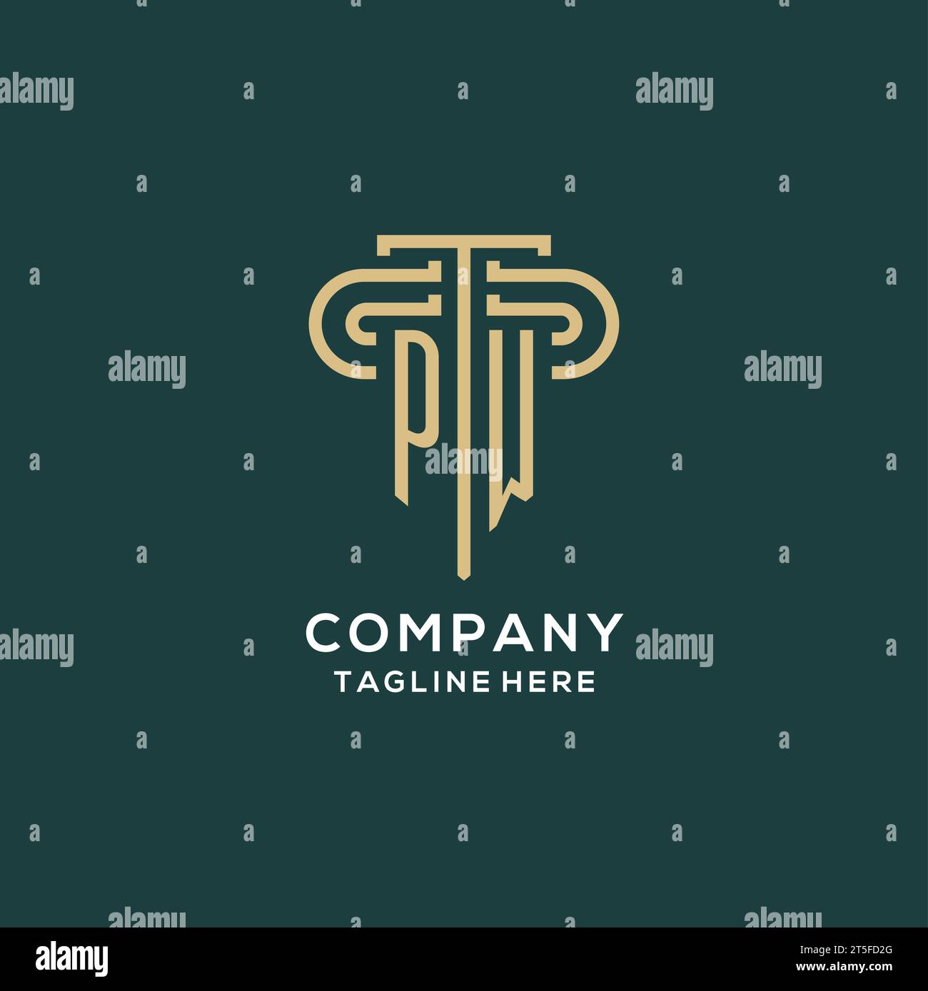 Logo iniziale del pilastro PW, elegante e lussuoso logo dello studio legale grafica vettoriale Illustrazione Vettoriale