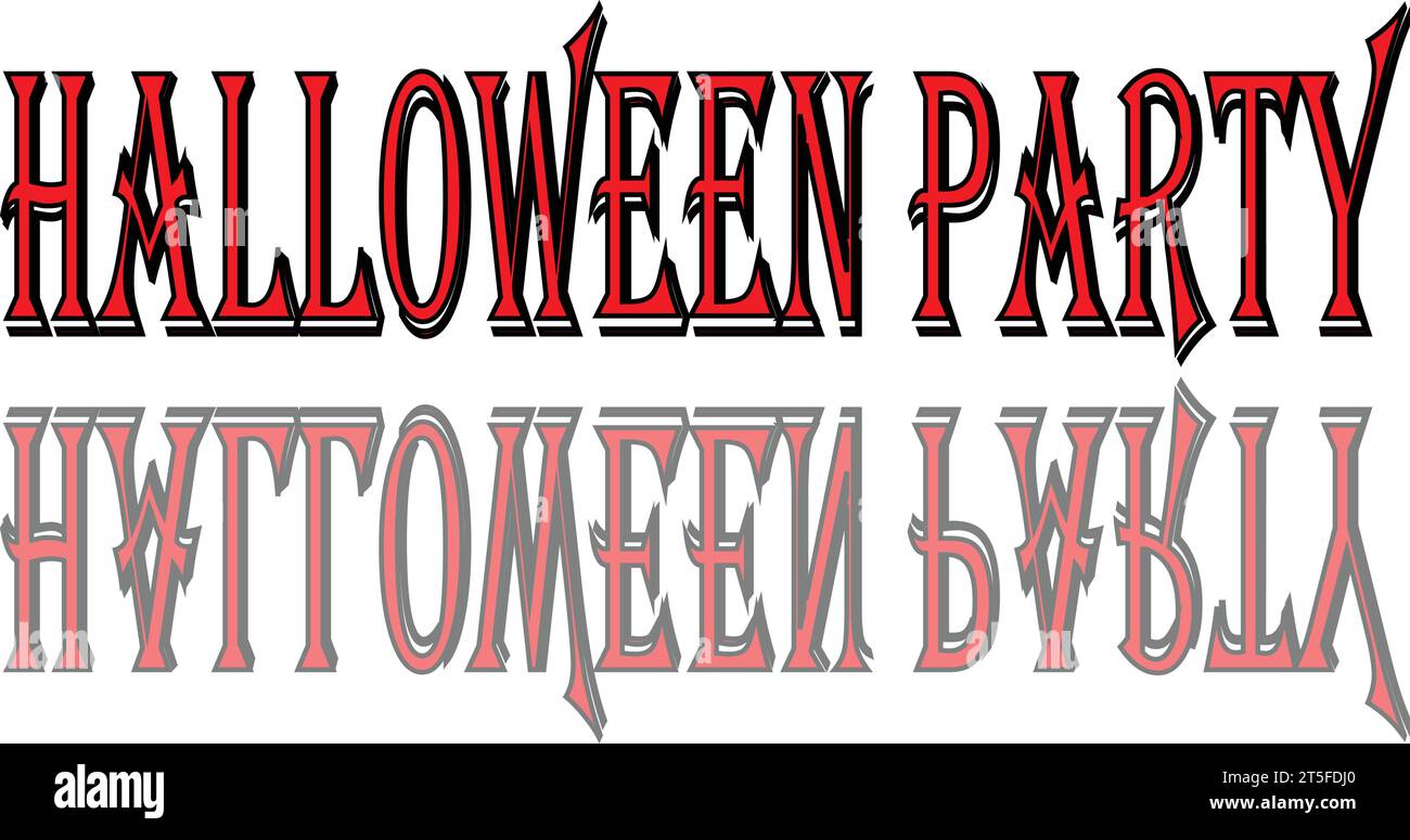 Illustrazione del cartello di testo Halloween Party su sfondo bianco Illustrazione Vettoriale