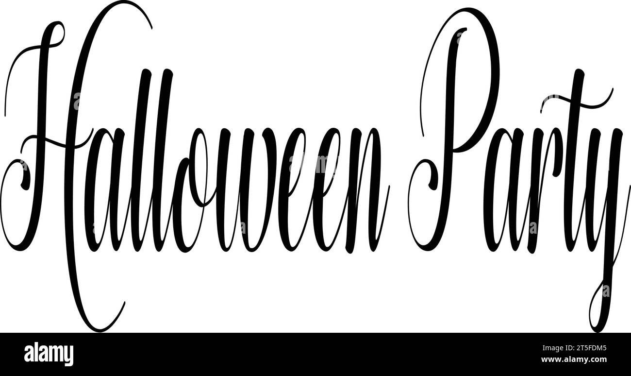 Illustrazione del cartello di testo Halloween Party su sfondo bianco Illustrazione Vettoriale