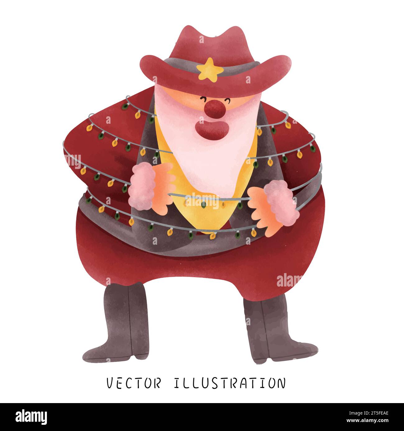 Cowboy Babbo Natale in un vestito WESTERN Illustrazione Vettoriale