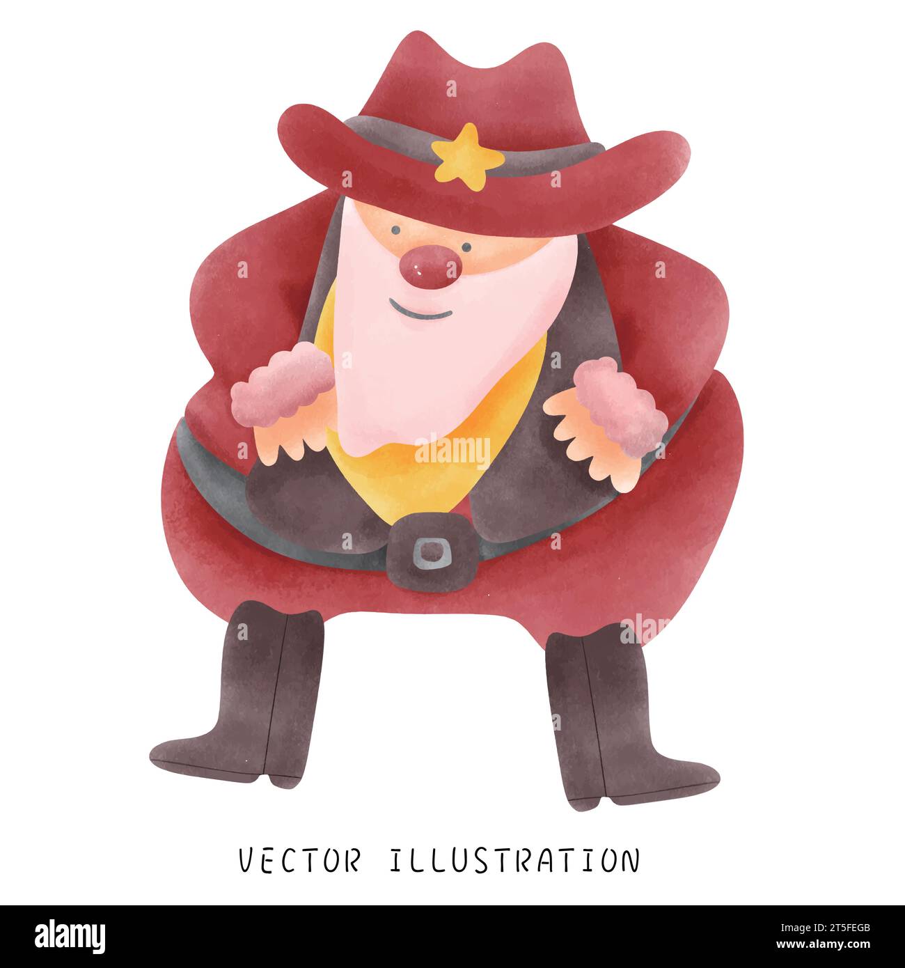 Jolly Babbo Natale in denim: Un'illustrazione di Natale occidentale unica Illustrazione Vettoriale