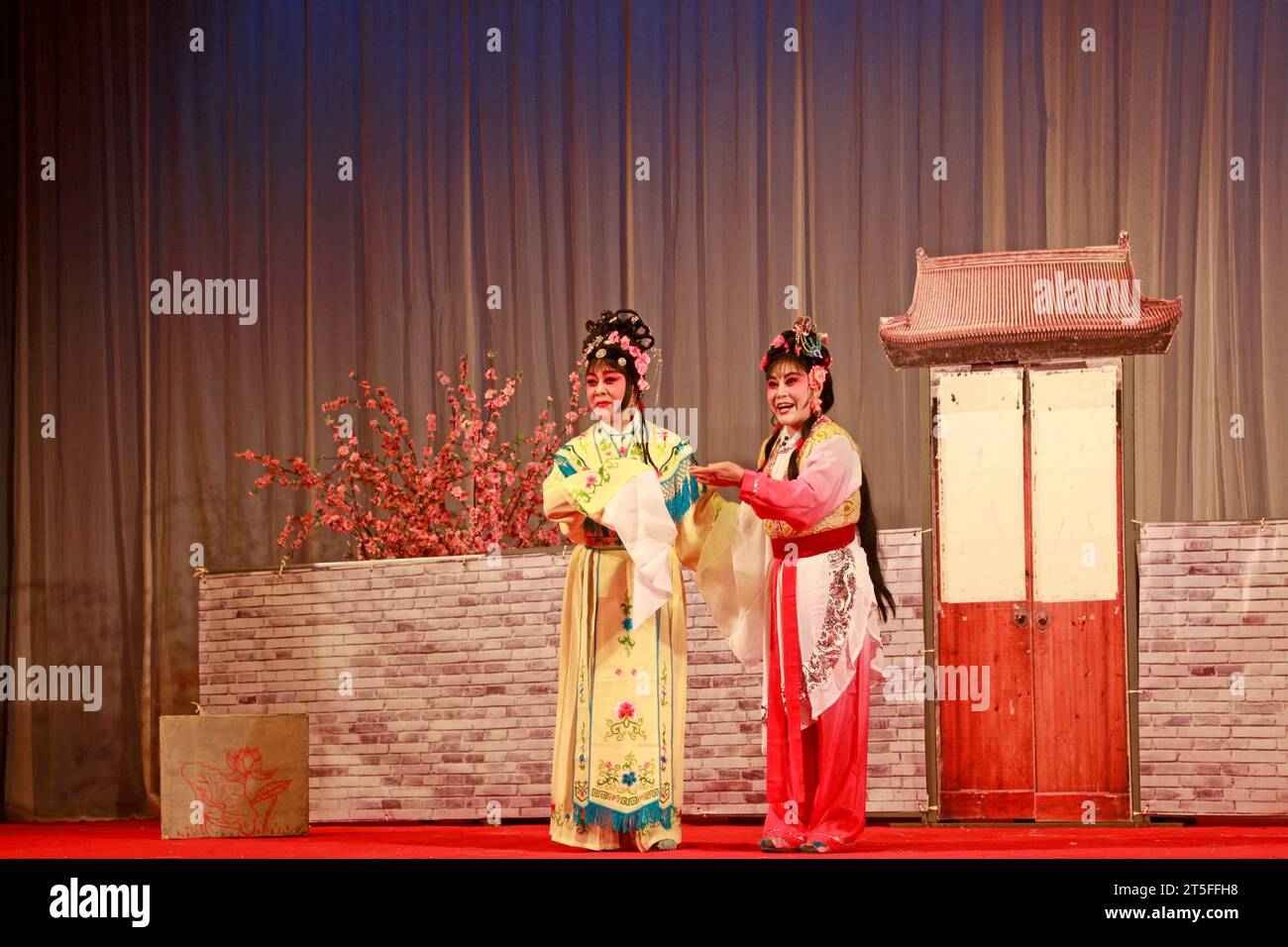 CONTEA DI LUANNAN - NOVEMBRE 25: L'antico costume PingJu ' Face Pach Blossom' ancora nel grande teatro ChengZhaoCai, il 28 novembre 2013, luannan Foto Stock