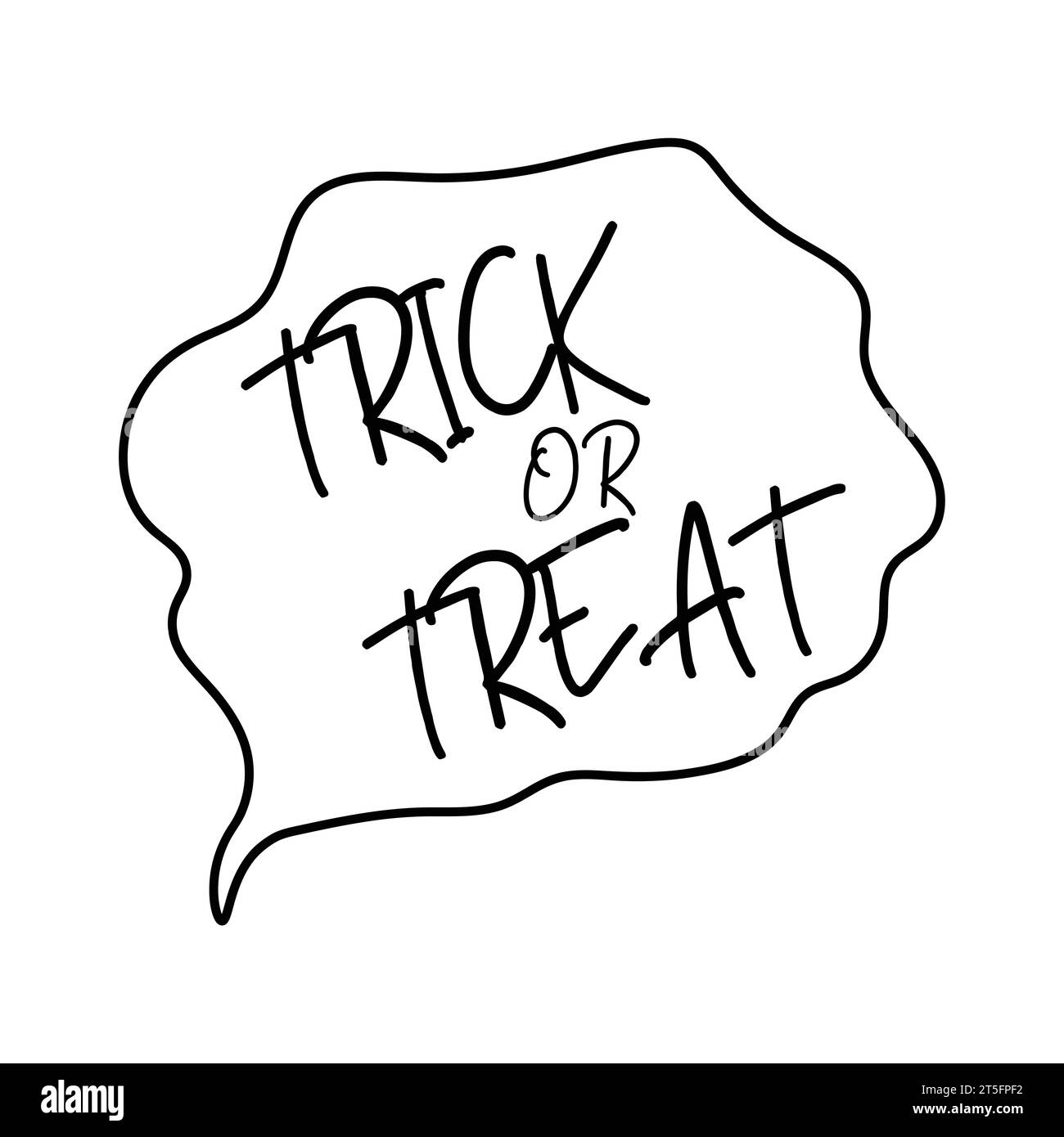 Un piccolo slogan nella nuvola è un elemento di decorazione per Halloween. Colorazione. Doodles cupo. Illustrazione vettoriale isolata su sfondo bianco Illustrazione Vettoriale