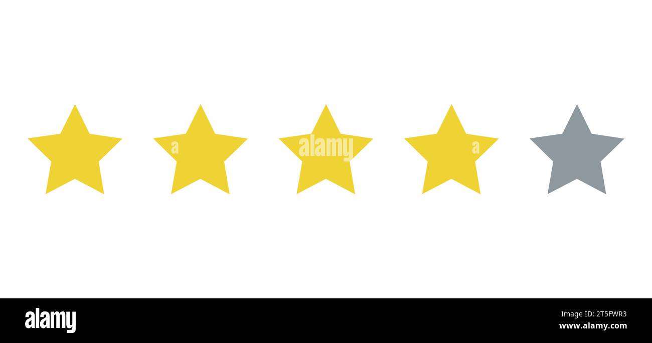 Icona piatta della recensione di un prodotto a quattro stelle per app e siti Web Illustrazione Vettoriale