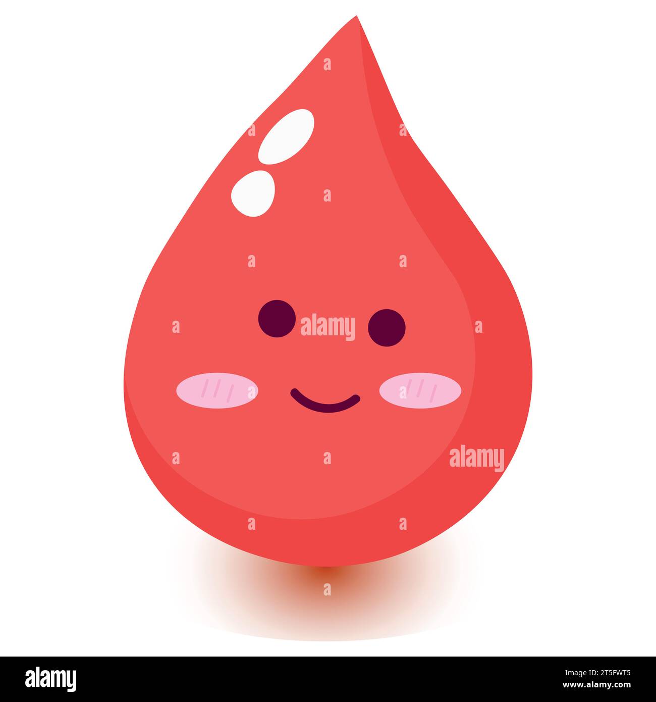 Carino felice sorridente sangue goccia personaggio cartone animato.Vector piatto doodle disegno icona cartone animato.isolato su sfondo bianco. Illustrazione Vettoriale