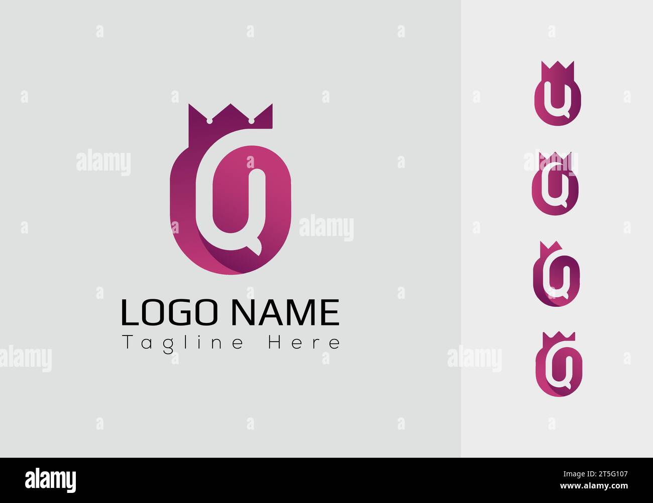 Q Design del logo. E' minimalista, moderno, elegante e dal design semplice. adatto per il digitale, società di partnership, società, fondazioni, tecnologia, ecc. Illustrazione Vettoriale