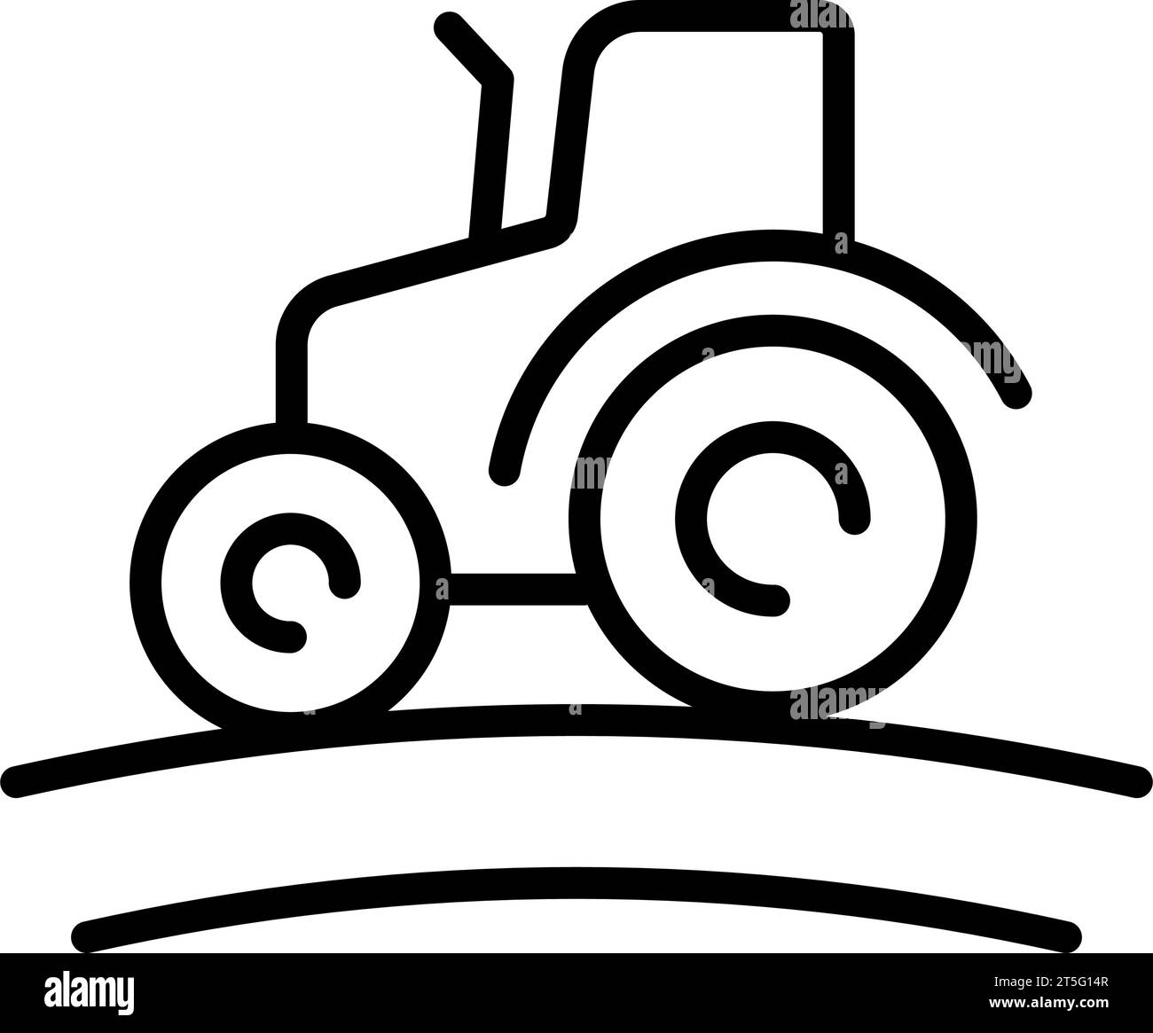 Icona della linea del trattore, segno vettoriale del contorno, pittogramma lineare isolato su bianco. Simbolo, illustrazione del logo. Illustrazione Vettoriale