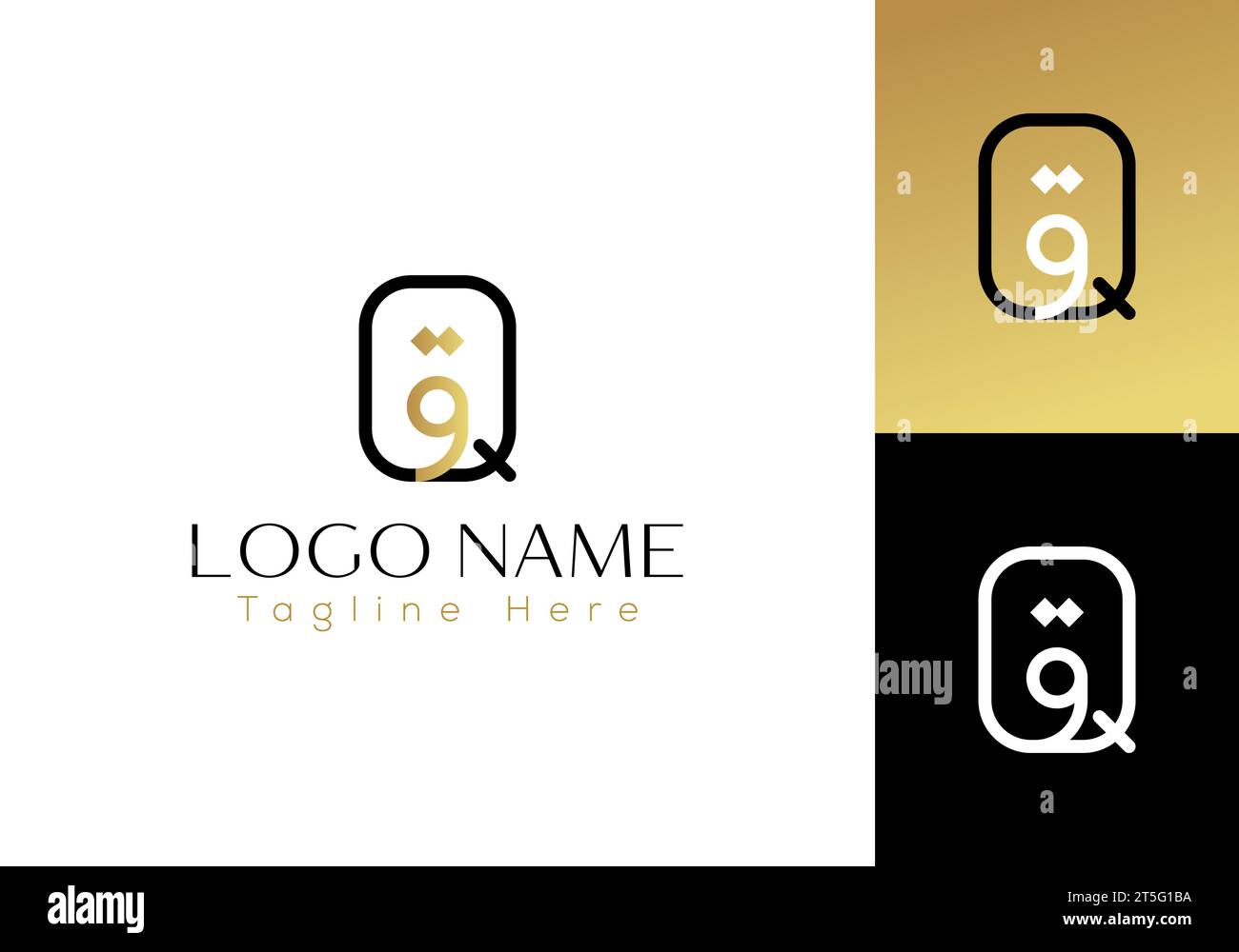 Q e il logo Qaf in horf arabo combinati, è minimalista, moderno, elegante e dal design semplice. adatto per digitale, società di partnership, società ecc. Illustrazione Vettoriale