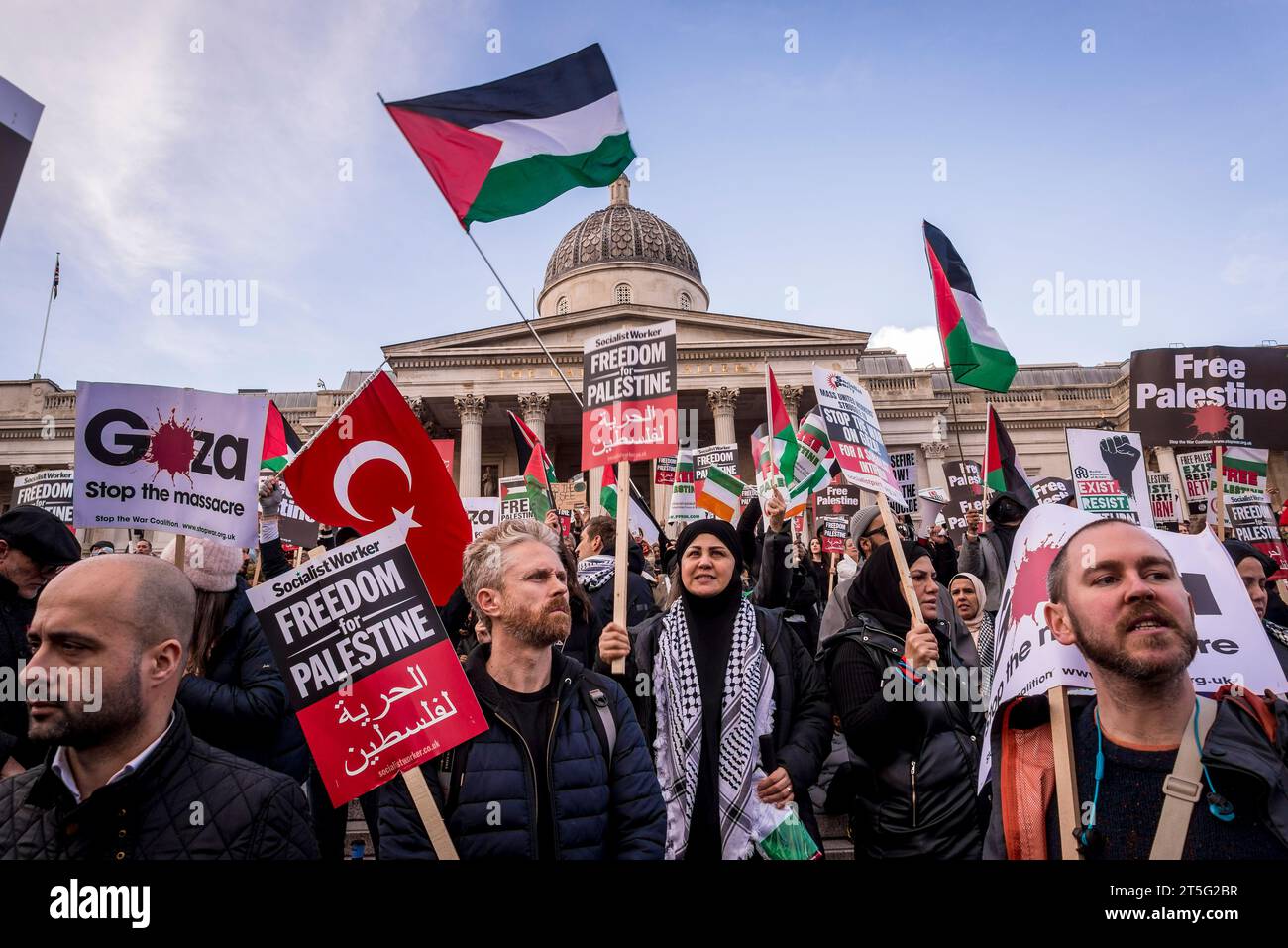 Protesta pro-palestinese a Trafalgar Square, Londra il 04/11/2023, Inghilterra, Regno Unito Foto Stock