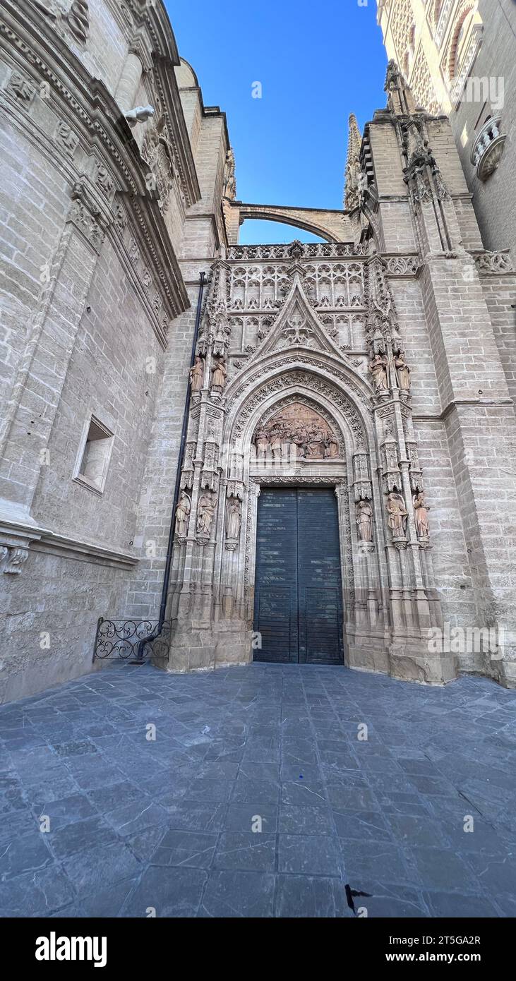 Campanillas porta della Cattedrale di Siviglia Foto Stock