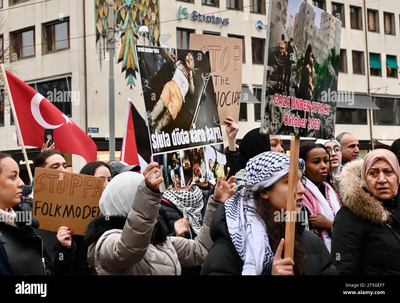 Gothernburg, Svezia. , . Centinaia di persone si stanno radunando in solidarietà con la Palestina e chiedono un cessate il fuoco immediato.Photo Mafalda/HBLNETWORK news AGENCY Credit: Imago/Alamy Live News Foto Stock