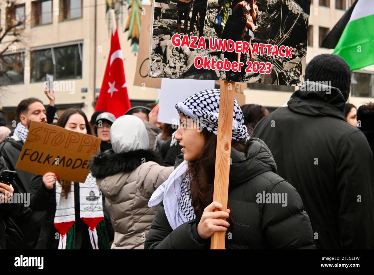 Gothernburg, Svezia. , . Centinaia di persone si stanno radunando in solidarietà con la Palestina e chiedono un cessate il fuoco immediato.Photo Mafalda/HBLNETWORK news AGENCY Credit: Imago/Alamy Live News Foto Stock