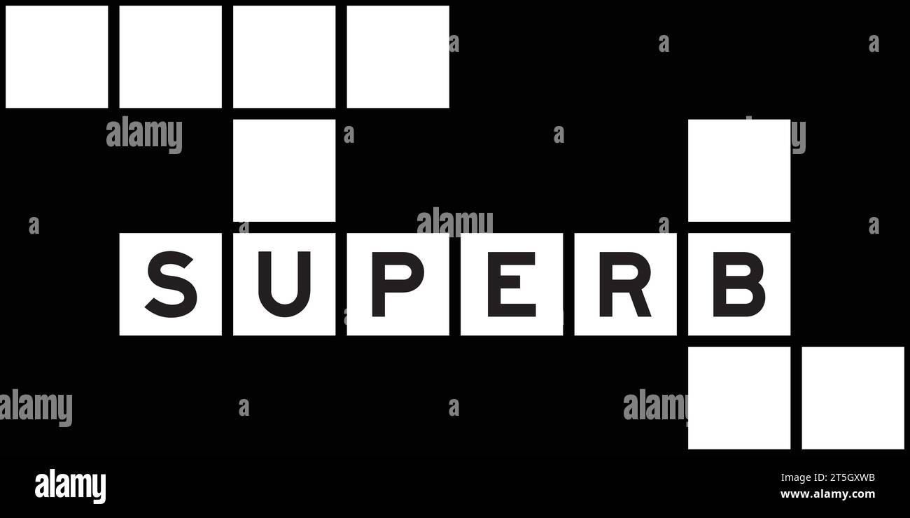 Lettera alfabetica in parola superba su sfondo puzzle crossword Illustrazione Vettoriale