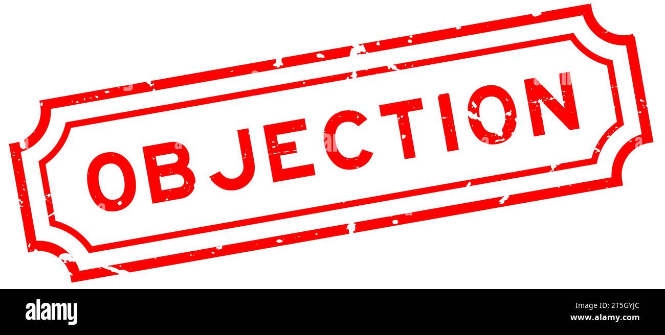 Timbro in gomma grunge Red Objection Word su sfondo bianco Illustrazione Vettoriale