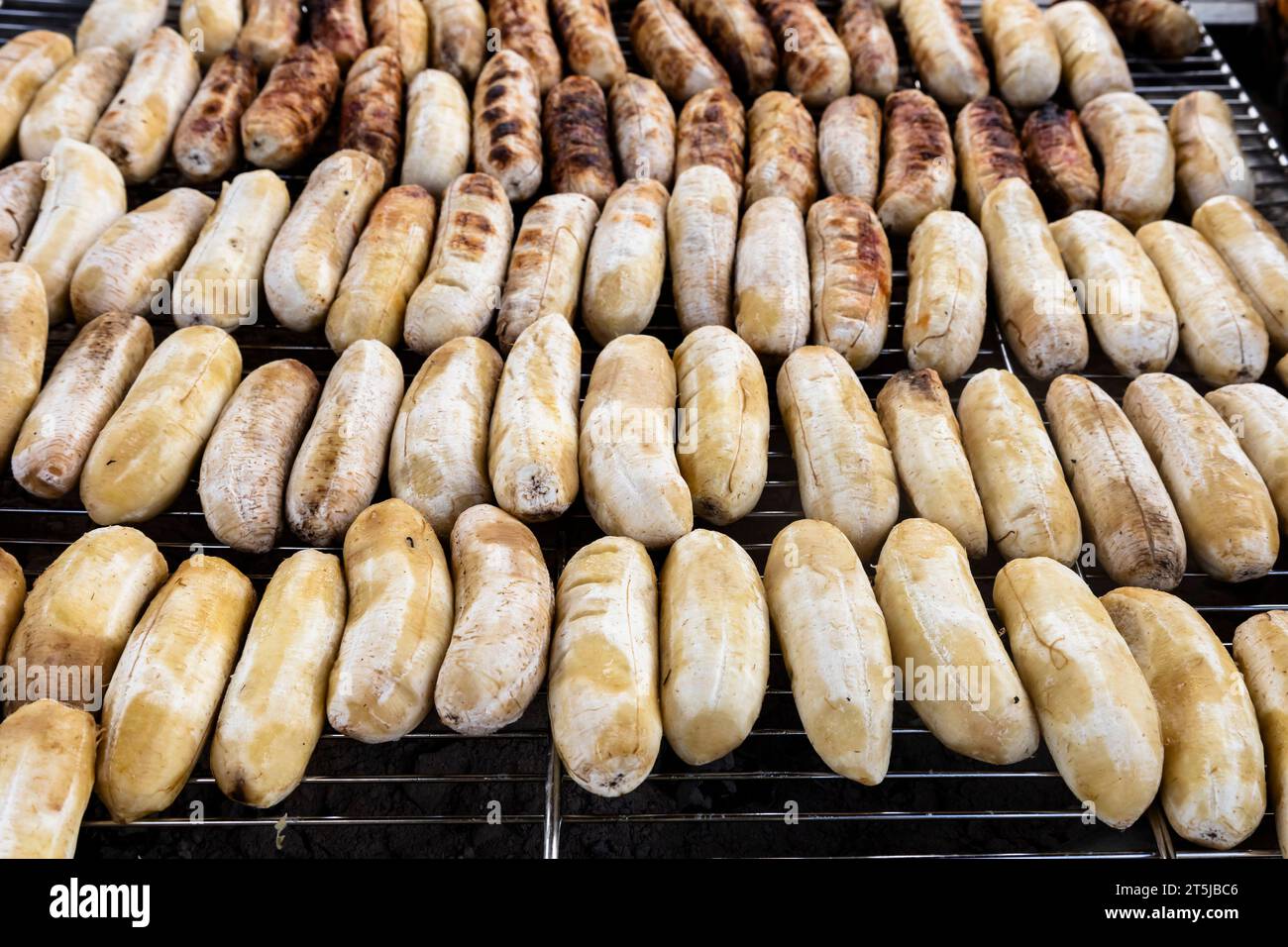 Gllied Bananas, Talat Sao, venditore ambulante nel centro città, negozi, Vientiane, Laos, Sud-est asiatico, Asia Foto Stock