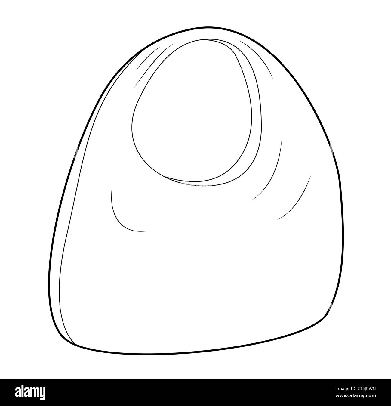 Silhouette Hobo Bag. Illustrazione tecnica degli accessori moda. Borsa a mano vettoriale frontale vista a 3-4° per uomo, donna, unisex, borsetta piatta con disegno CAD isolato Illustrazione Vettoriale