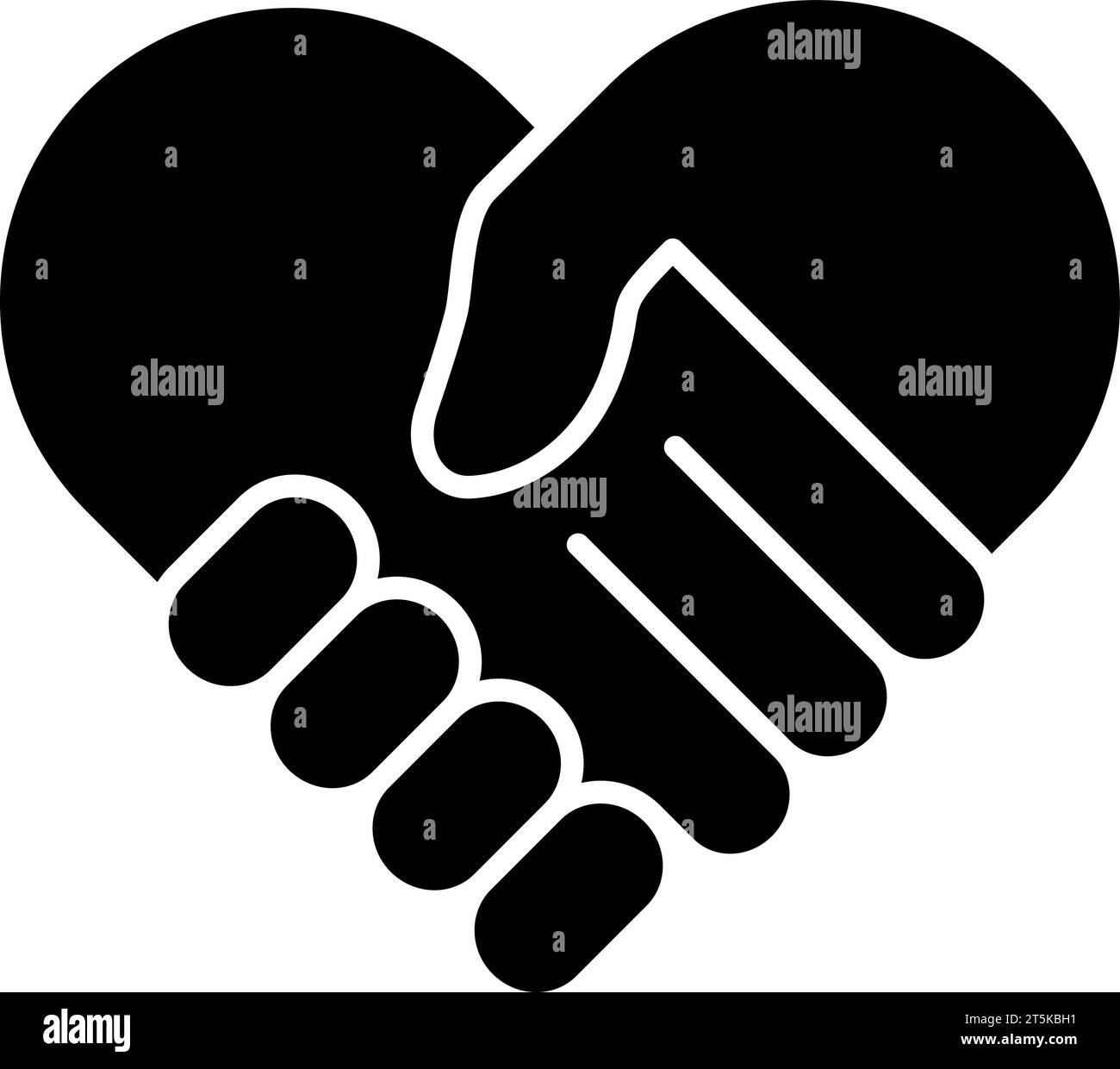 Icona piatta di stretta di mano di due mani come concetto di amore o insieme Illustrazione Vettoriale