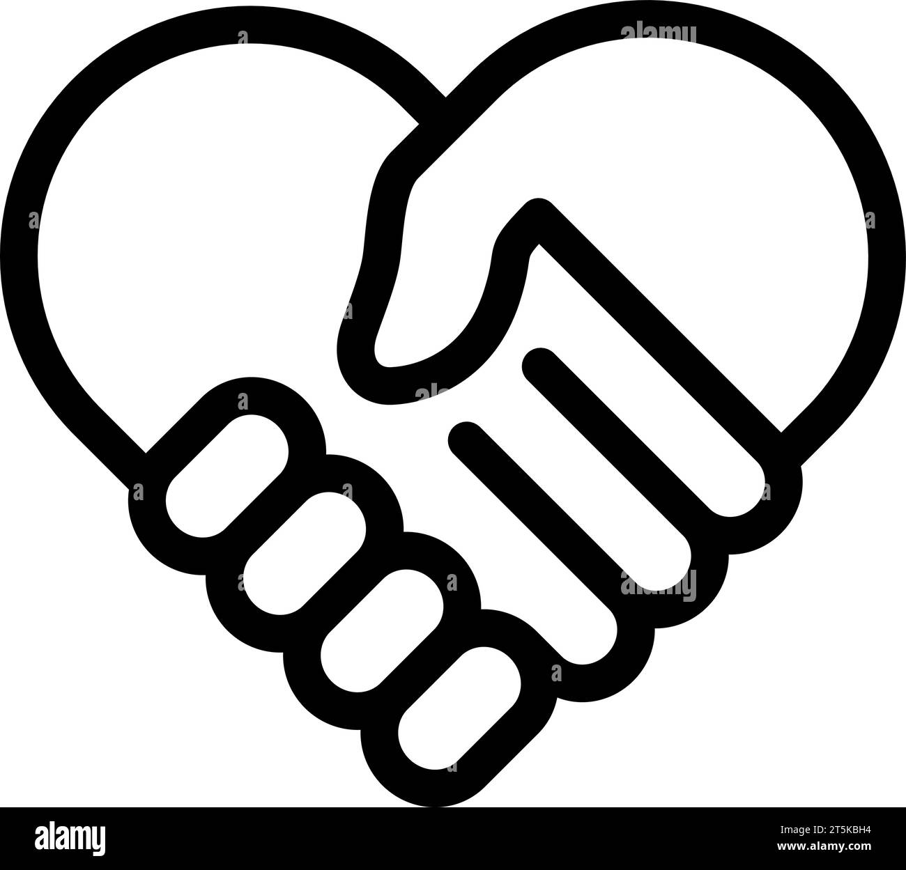 Icona di stretta di mano lineare a forma di cuore come concetto di relazione di fiducia Illustrazione Vettoriale
