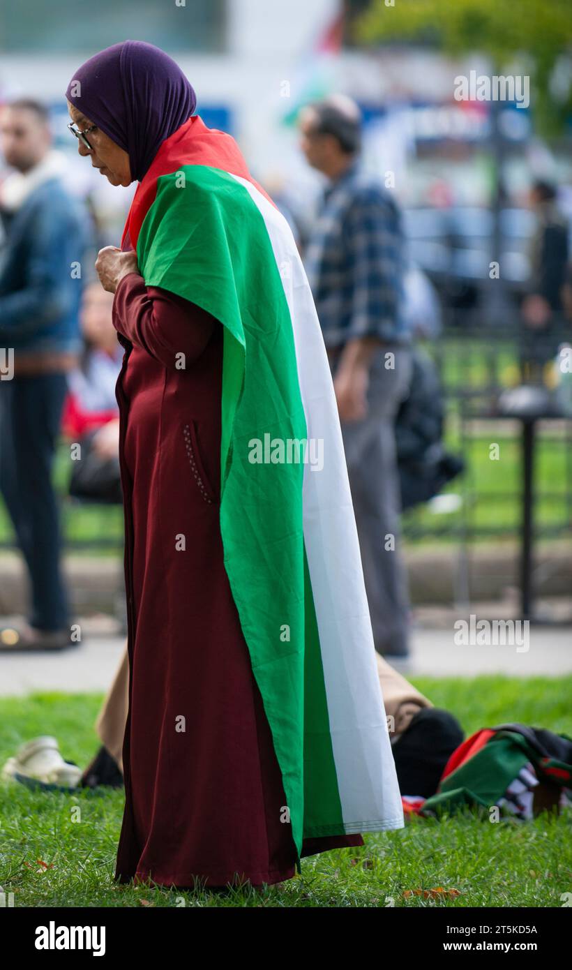 Manifestazione pro-palestinese per il cessate il fuoco Israele-Gaza a Freedom Plaza. Washington DC. USA. 4 novembre. 2023 Foto Stock